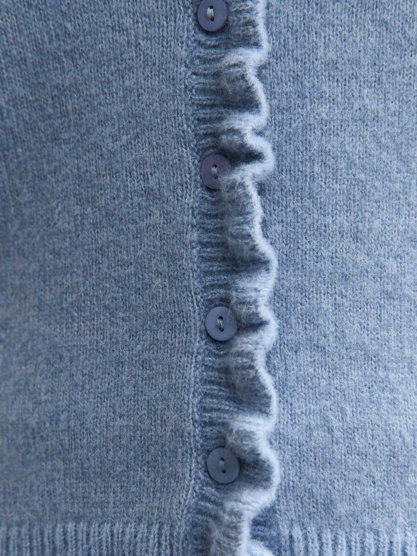  image of new-look-frilly-button-front-cardigan-light-blue