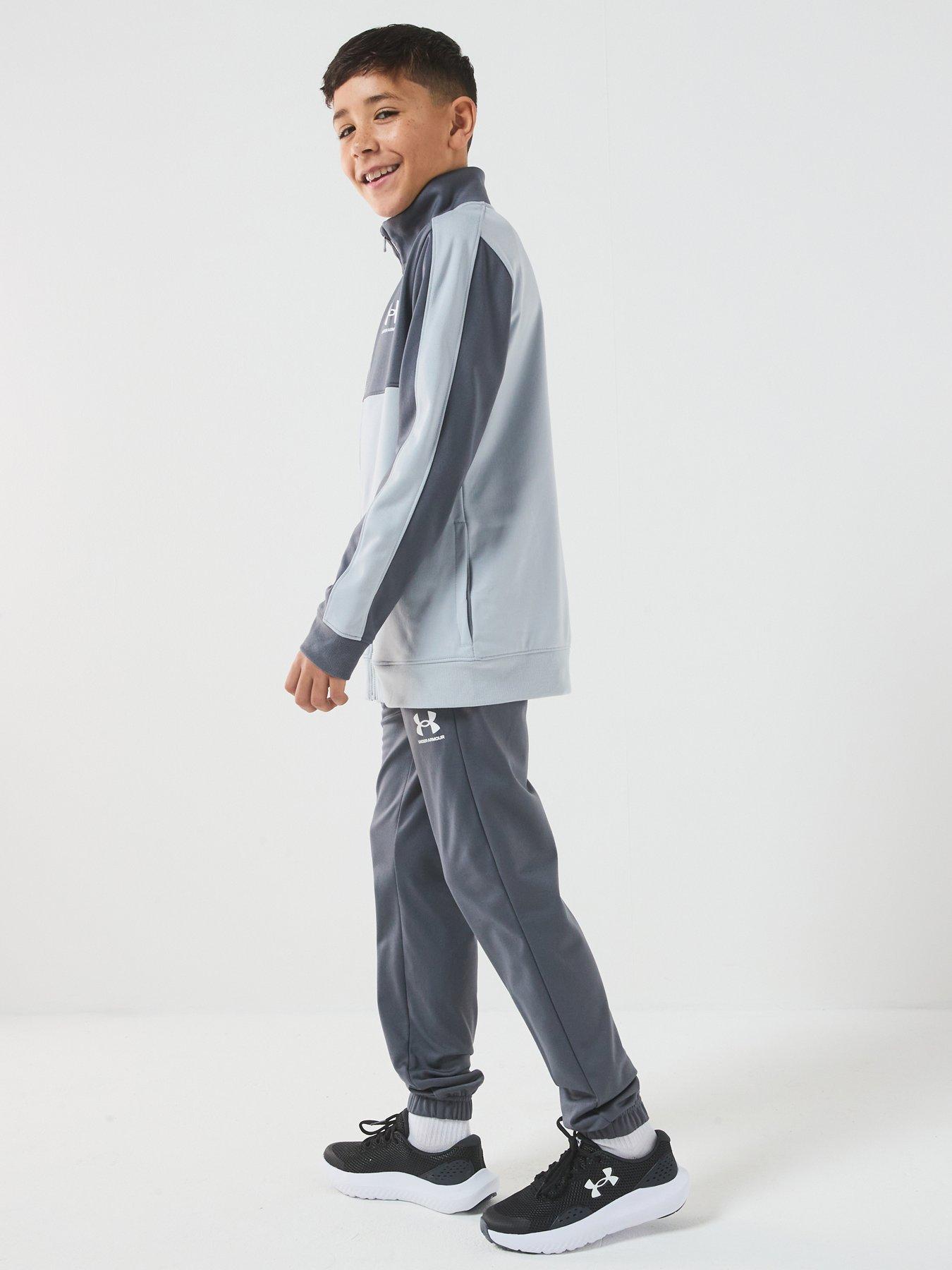  image of under-armour-junior-boys-training-rival-knit-tracksuit-grey