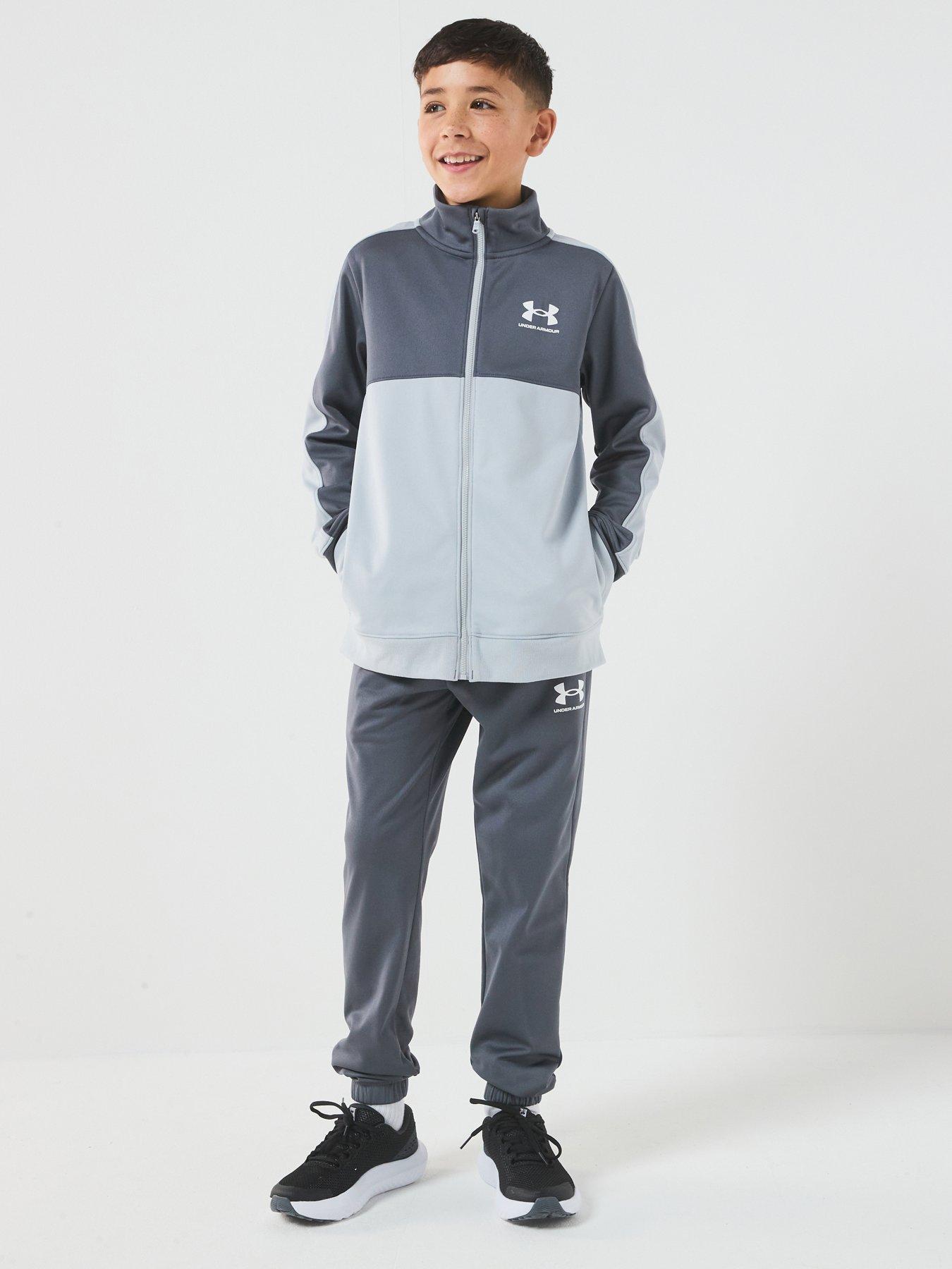  image of under-armour-junior-boys-training-rival-knit-tracksuit-grey