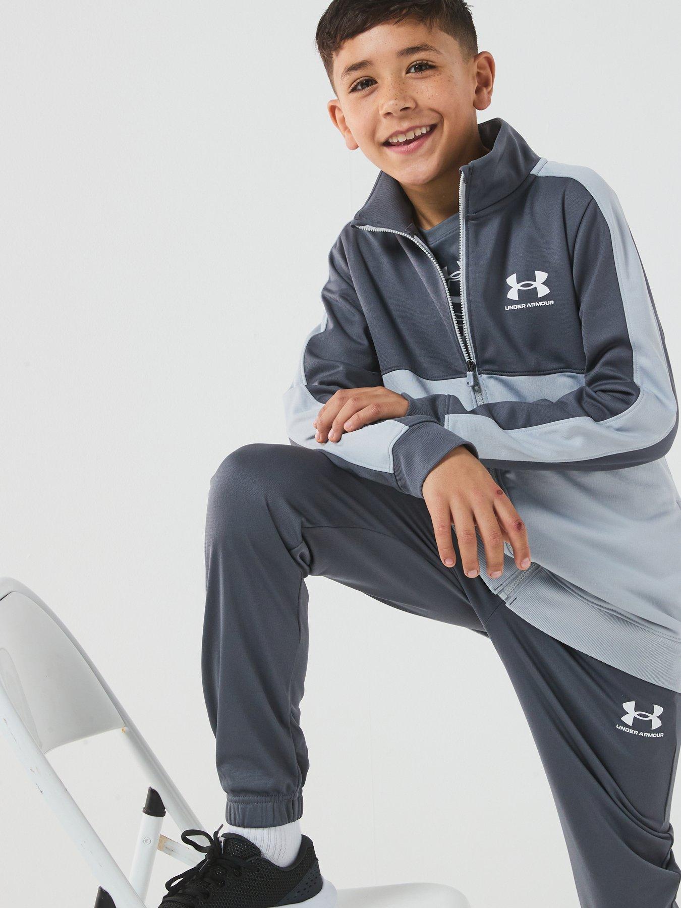  image of under-armour-junior-boys-training-rival-knit-tracksuit-grey