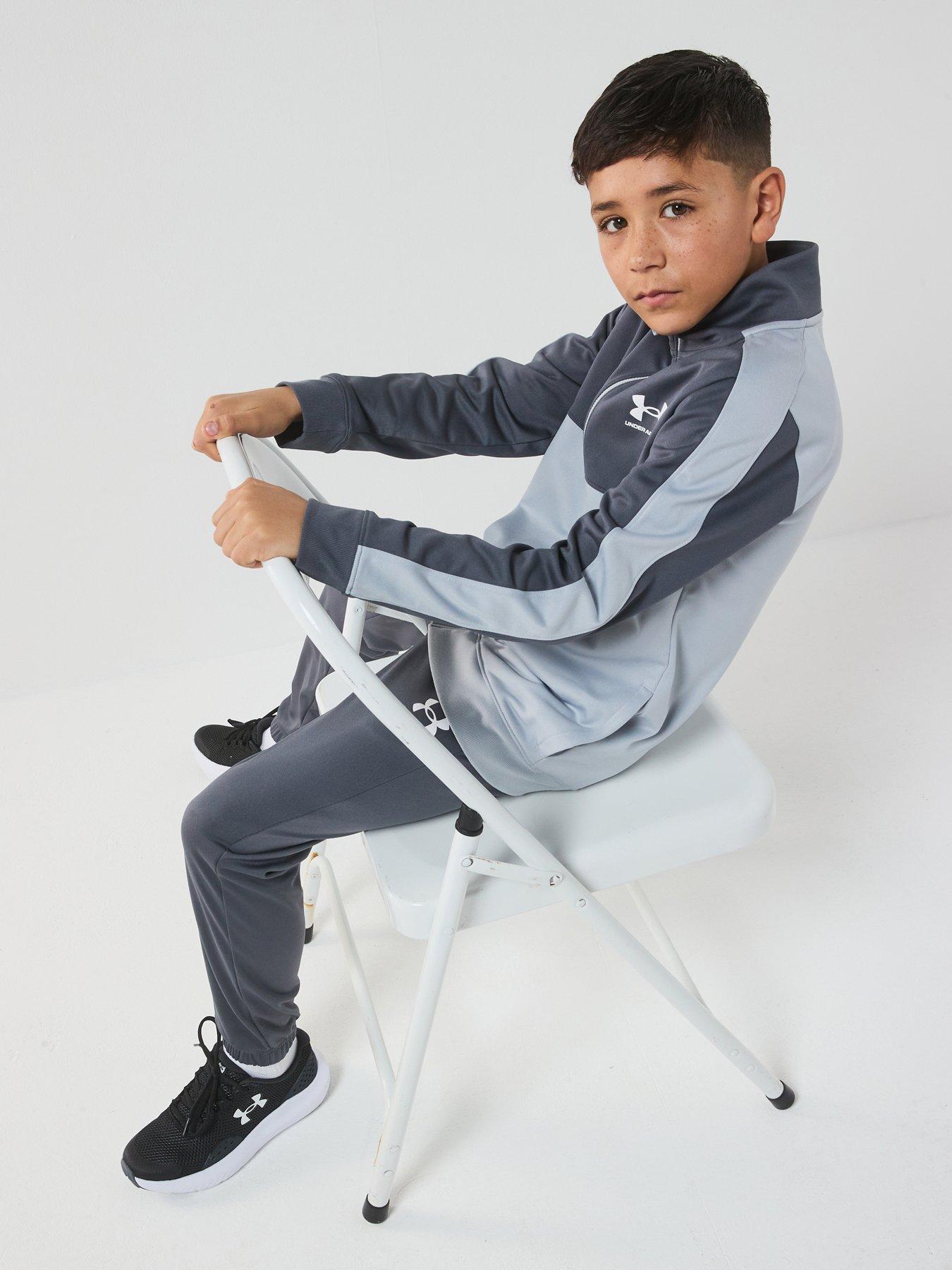  image of under-armour-junior-boys-training-rival-knit-tracksuit-grey