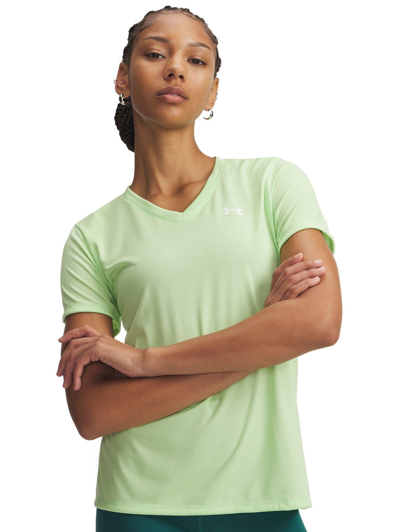 UNDER ARMOUR Womens Training Tech Short Sleeve V Neck T-Shirt - Green