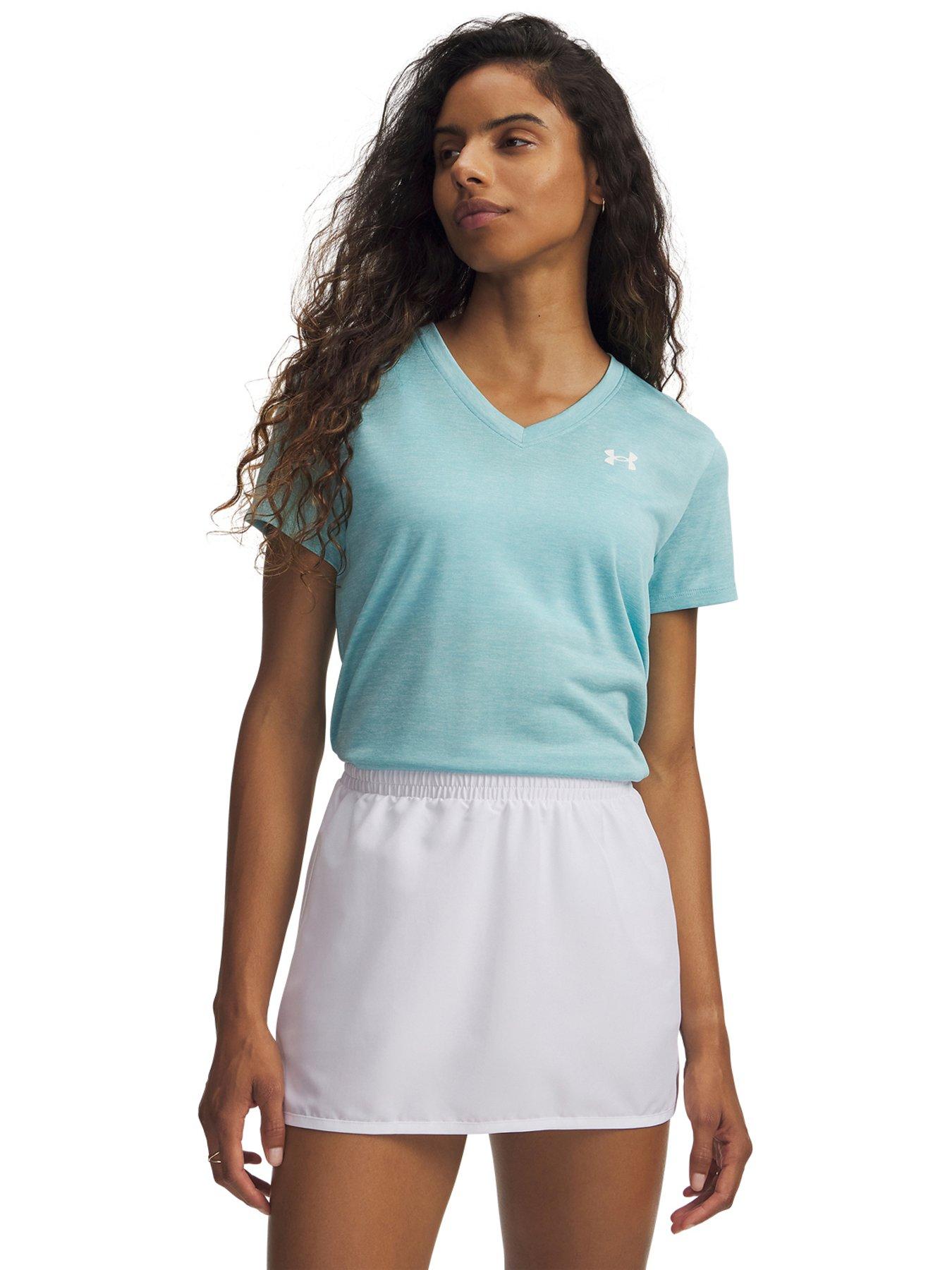UNDER ARMOUR Womens Training Tech Short Sleeve V Neck T-Shirt - Blue