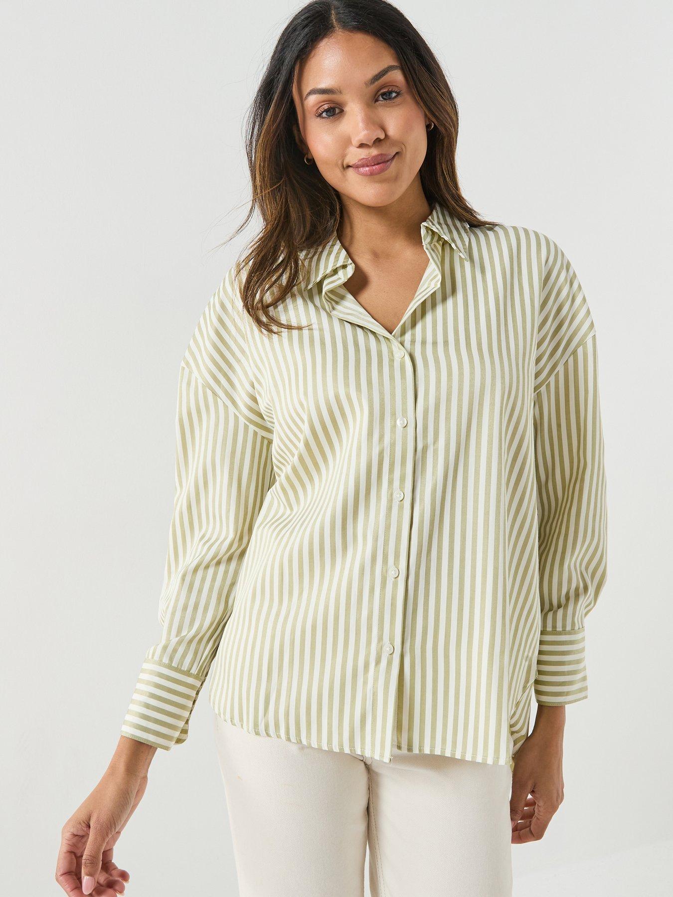 JDY Jdyvesper Loose Long Sleeve Striped Shirt - Cloud Dancer