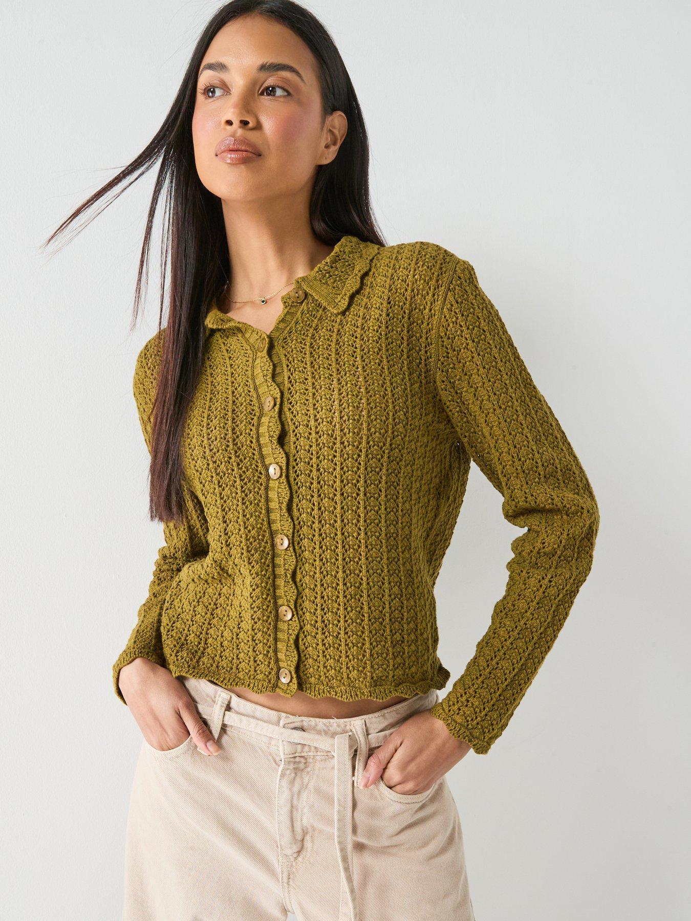 front image of jdy-jdycamil-collared-cardigan-green