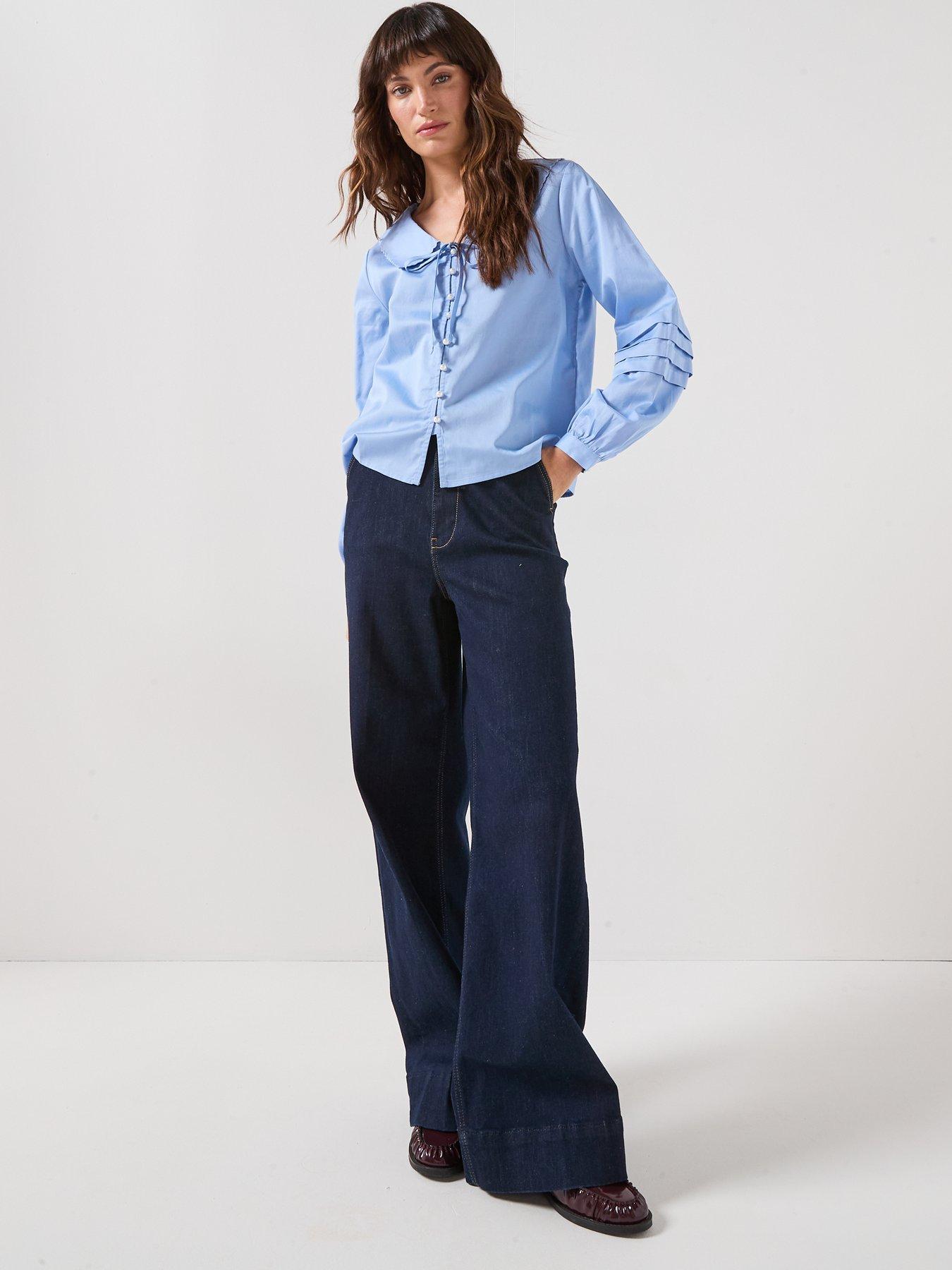 Image 3 of 6 of JDY Willow Long Sleeve Collared Shirt - Blue