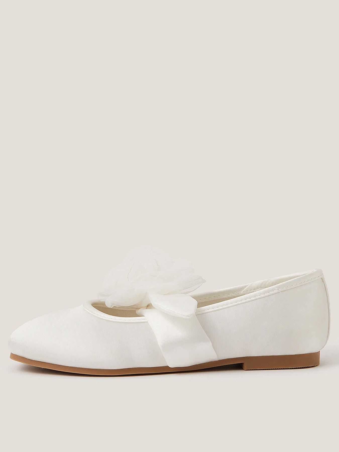 Monsoon Girls Organza Flower Ballerina Shoes - Light Cream