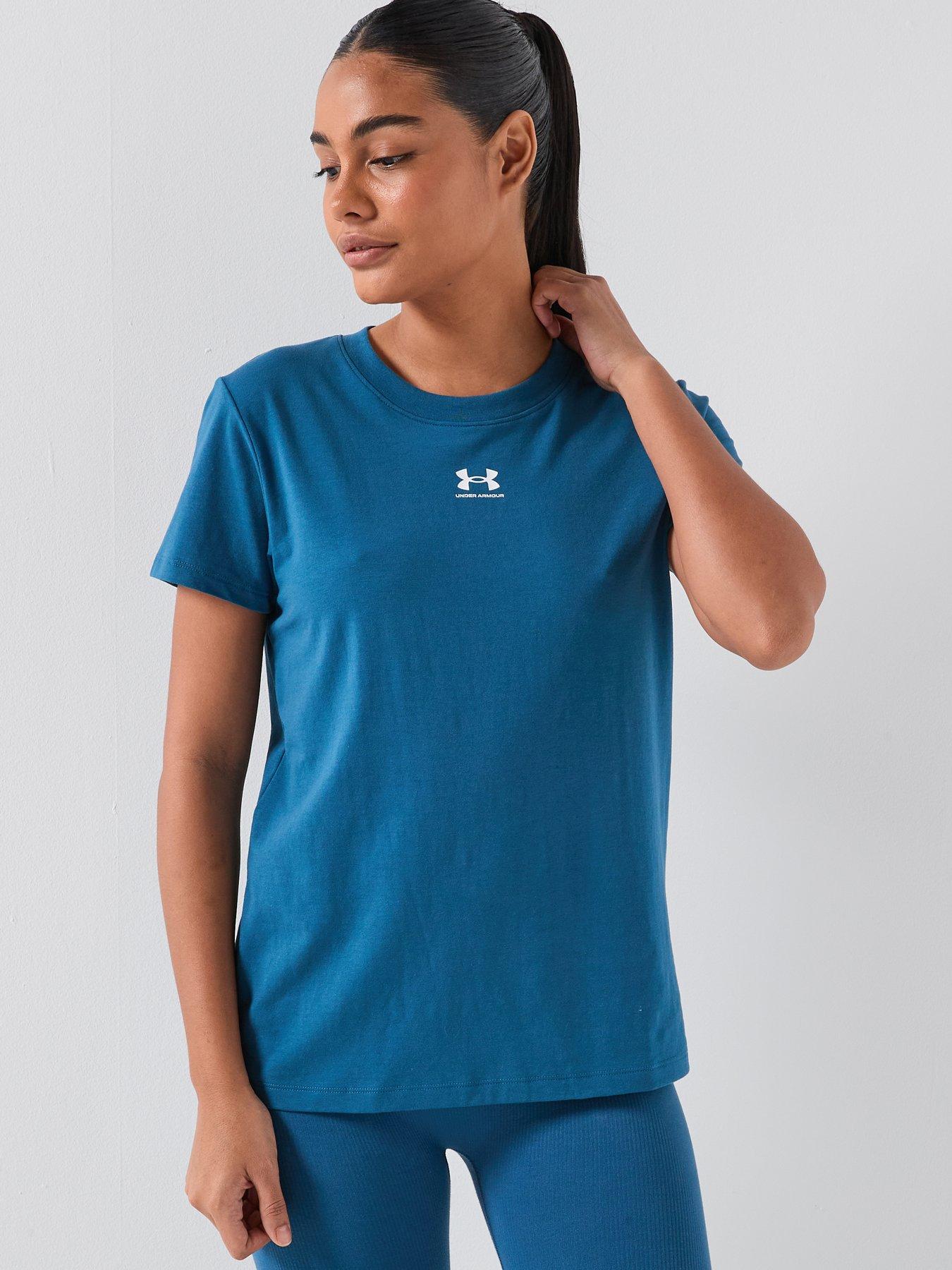 UNDER ARMOUR Womens Rival Knit Short Sleeve T-Shirt - Blue
