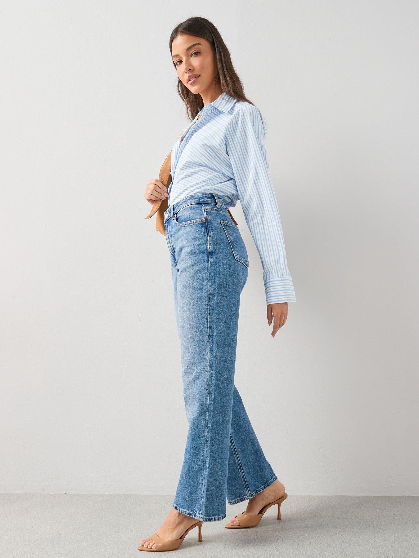 The Very Collection Wide Leg Jeans With Stretch - Mid Wash