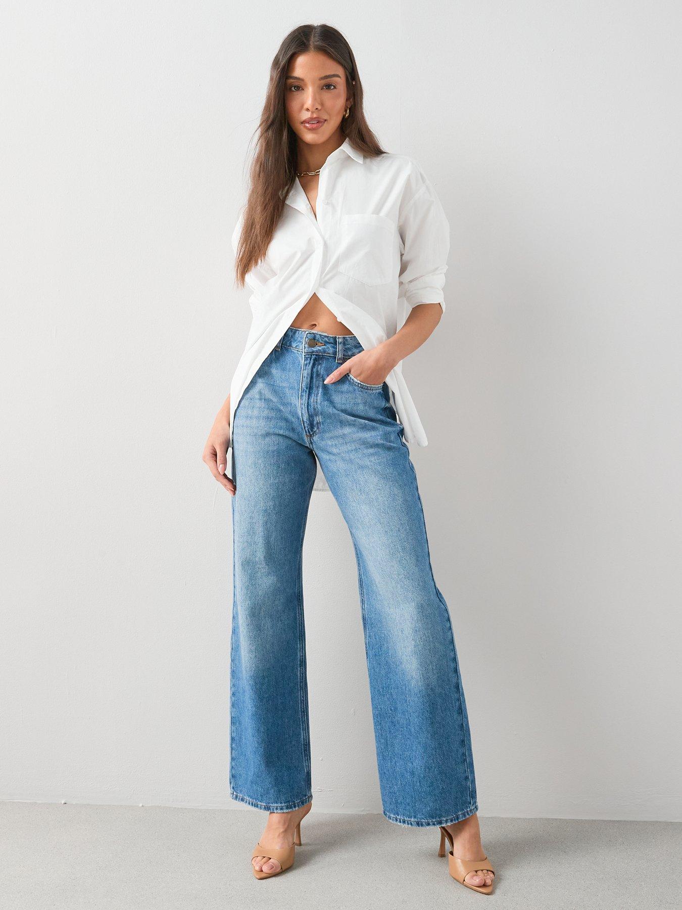 The Very Collection High Waist Wide Leg Jeans - Mid Wash