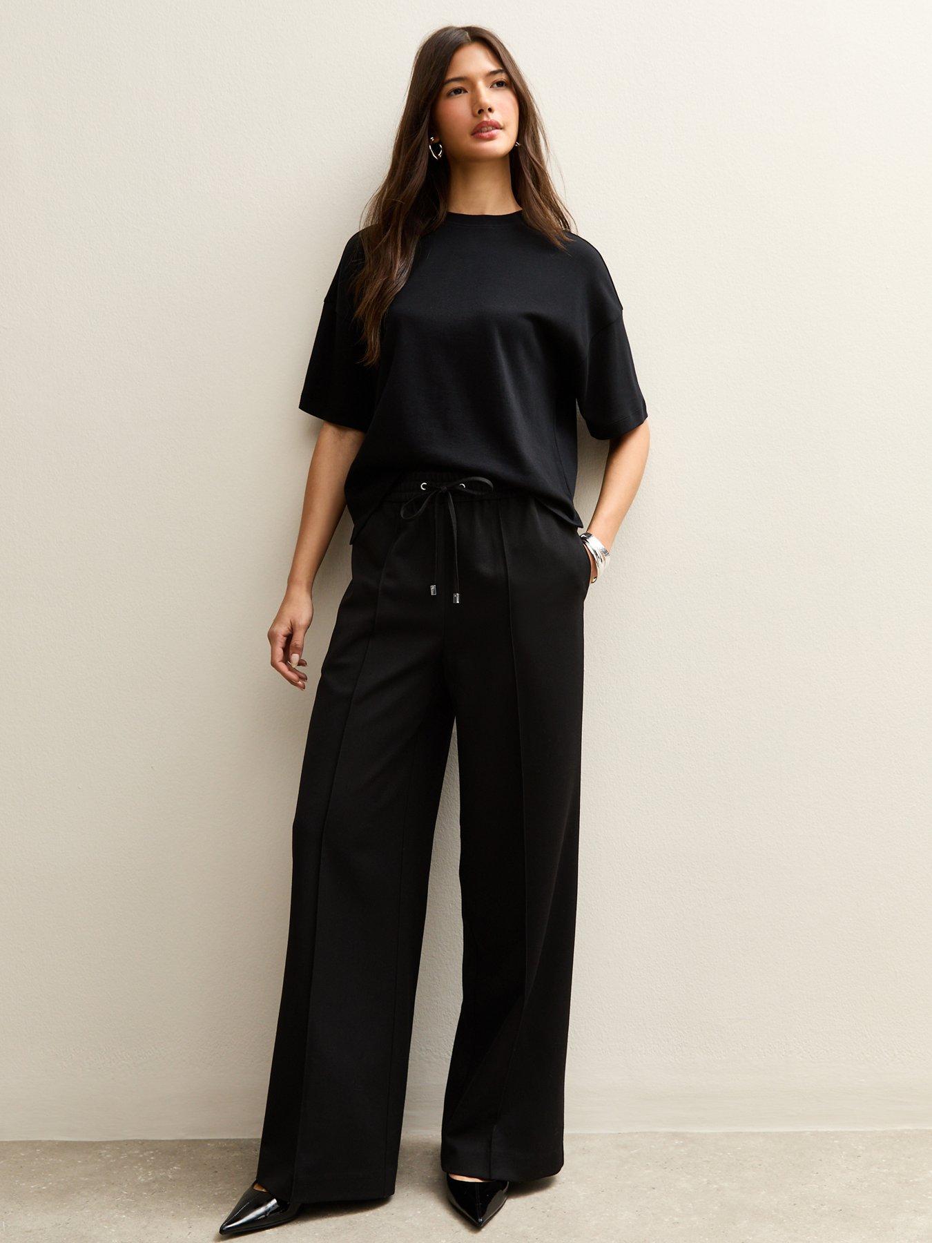 New Look Wide Leg Drawstring Trousers - Black