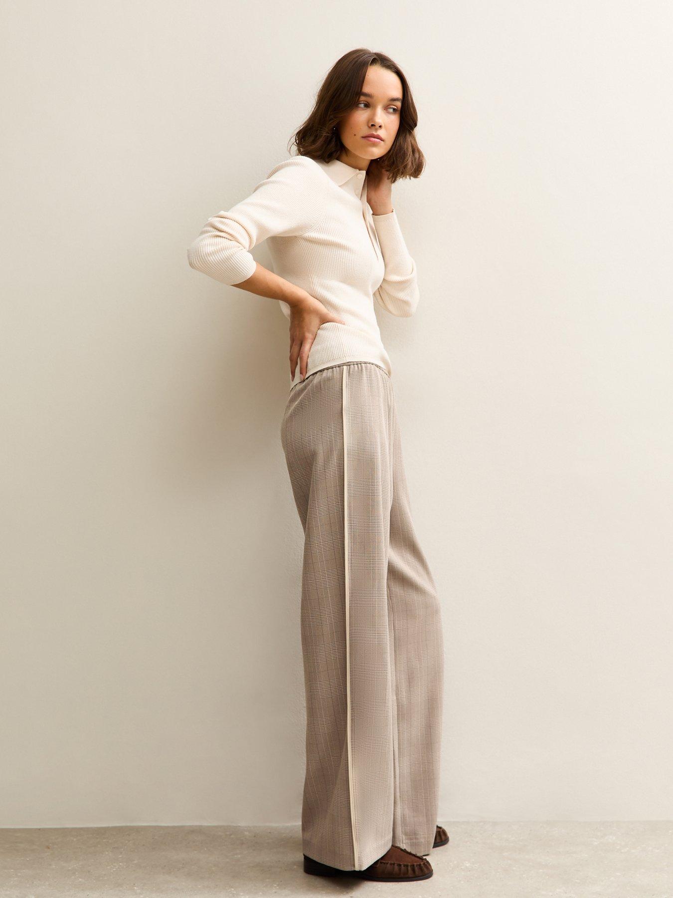 Image 3 of 5 of New Look Side Stripe Wide Leg Trouser - Light Brown