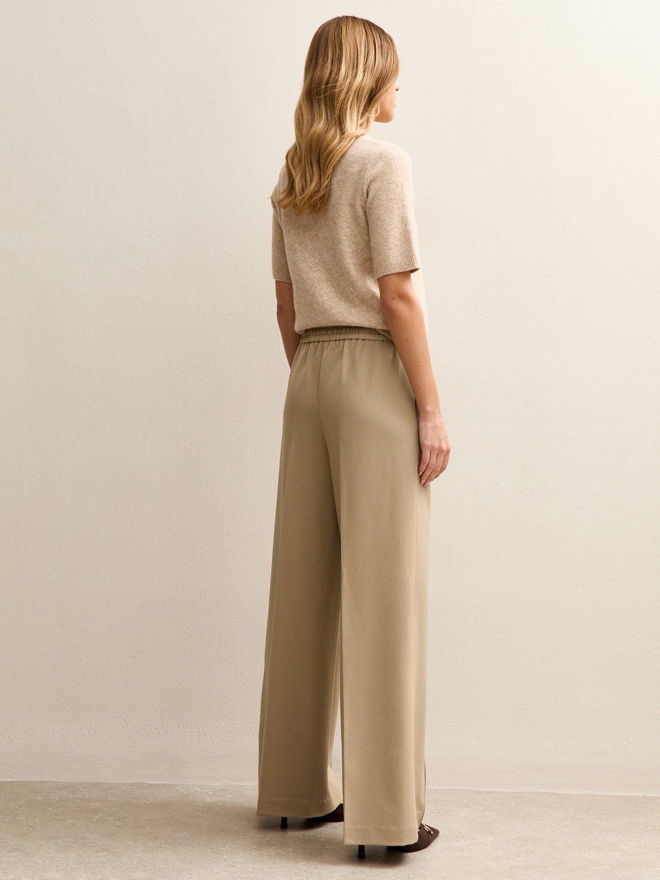  image of new-look-wide-leg-drawstring-trousers-camel
