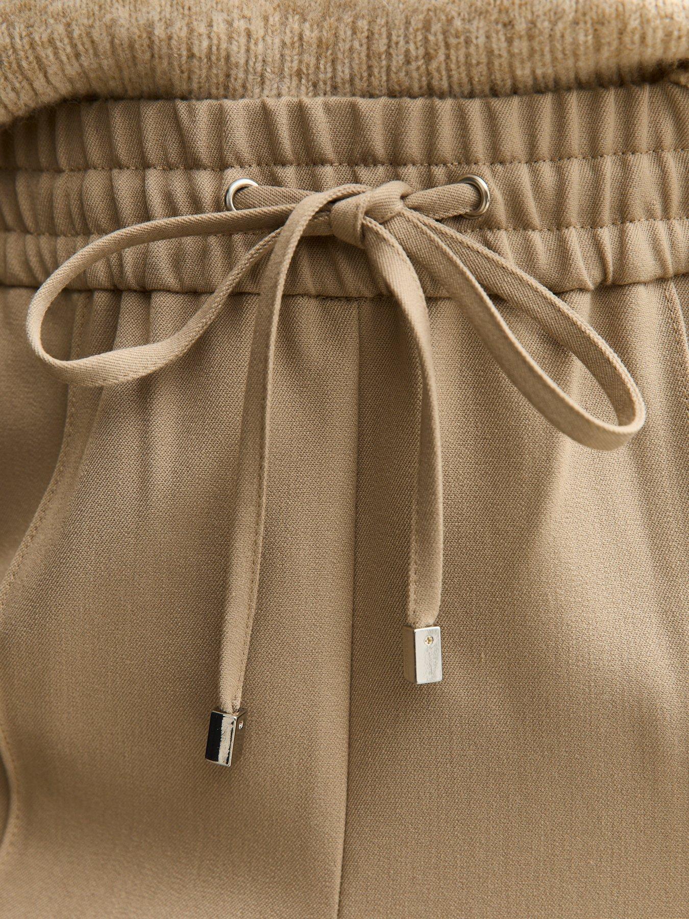  image of new-look-wide-leg-drawstring-trousers-camel
