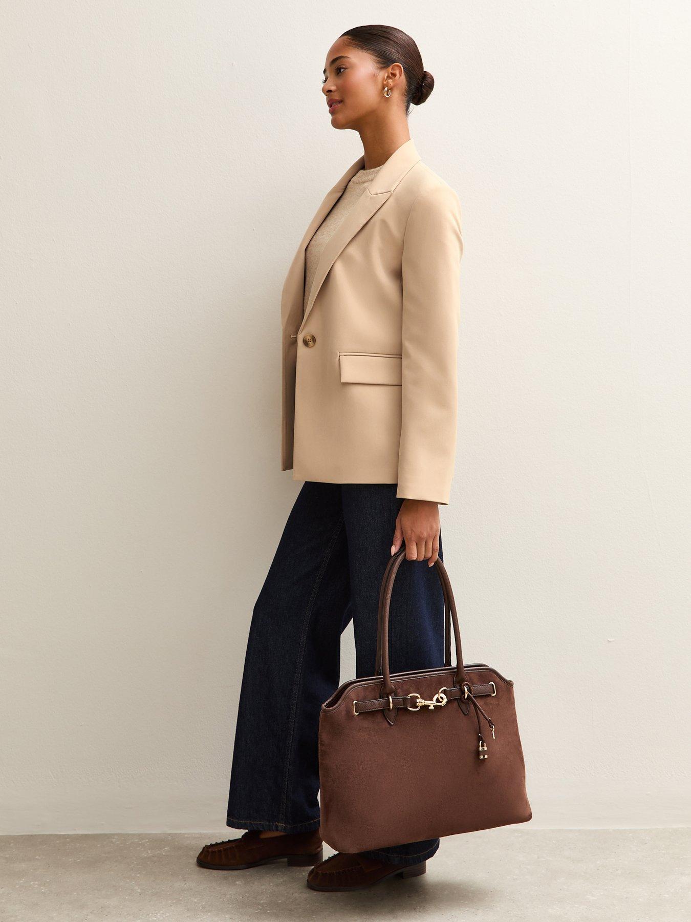  image of new-look-camel-single-breasted-blazer-jacket