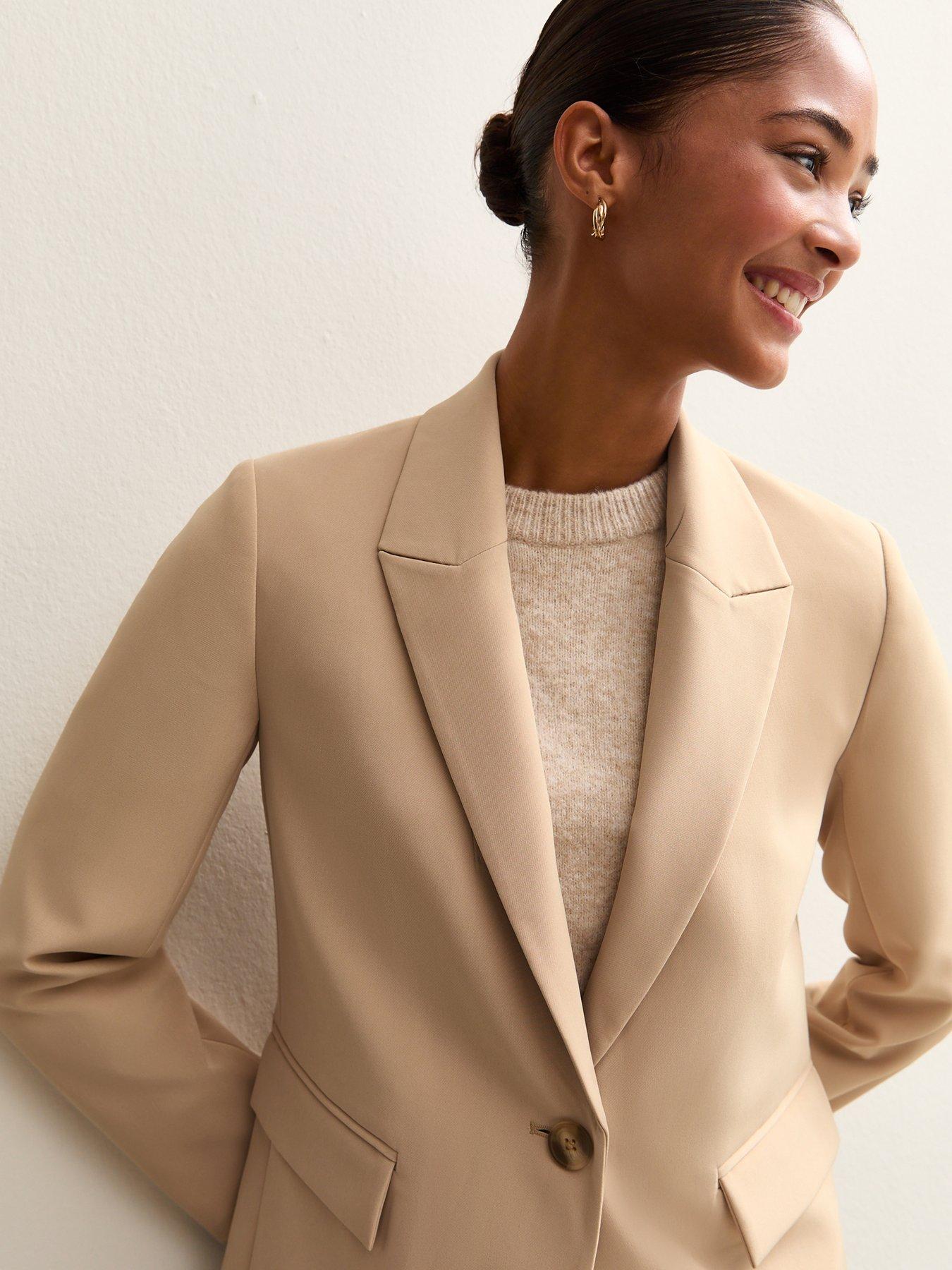  image of new-look-camel-single-breasted-blazer-jacket