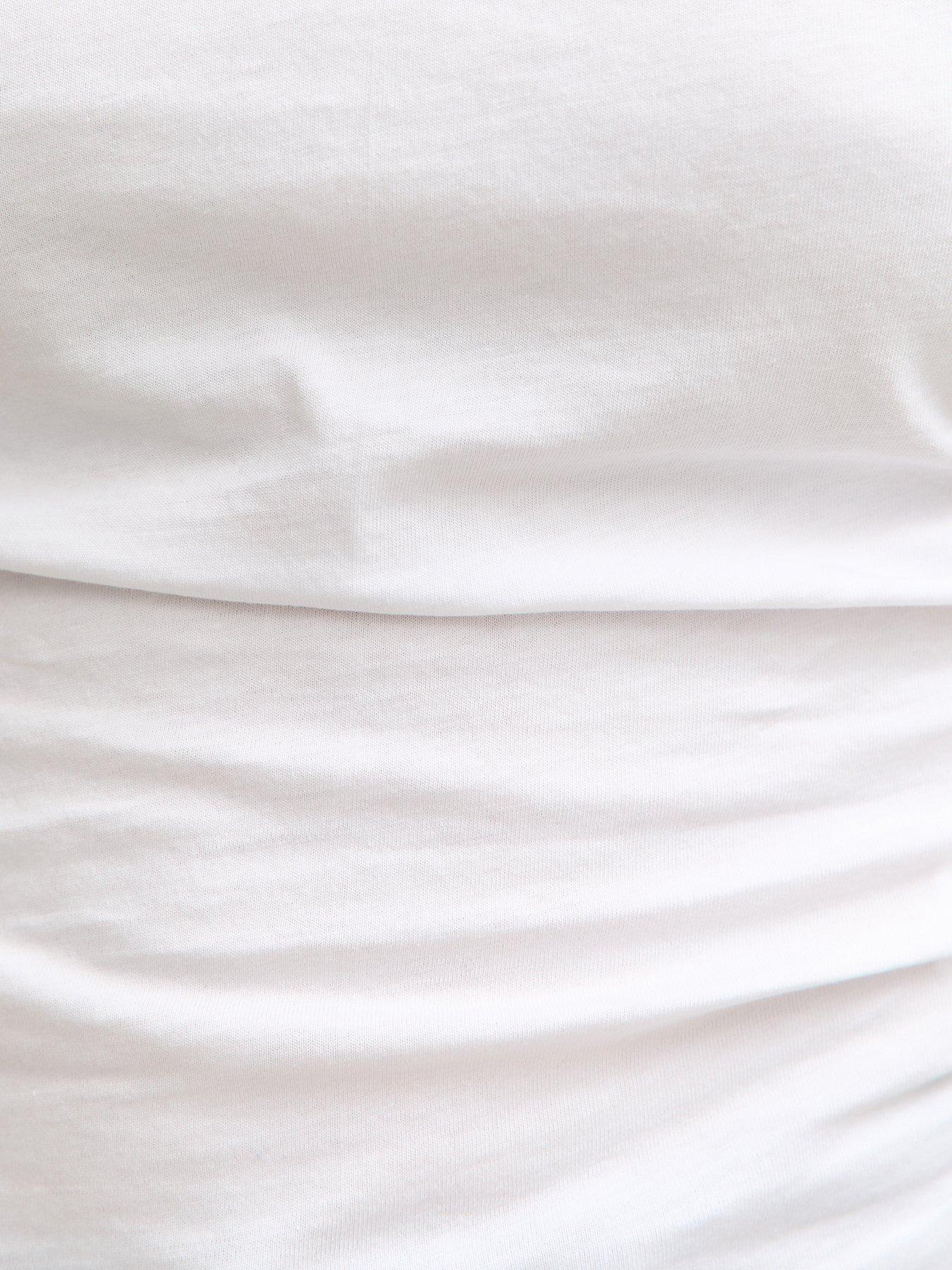 Image 5 of 5 of New Look Ruched Waist Crew Neck T-Shirt - White
