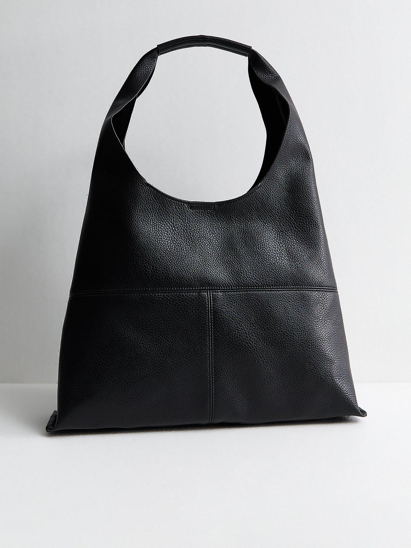 New Look Faux Leather Panelled Hobo Shoulder Bag - Black
