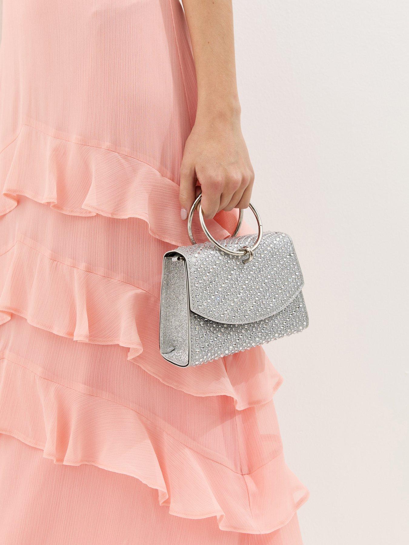 New Look Silver Diamanté Embellished Round Top Handle Bag