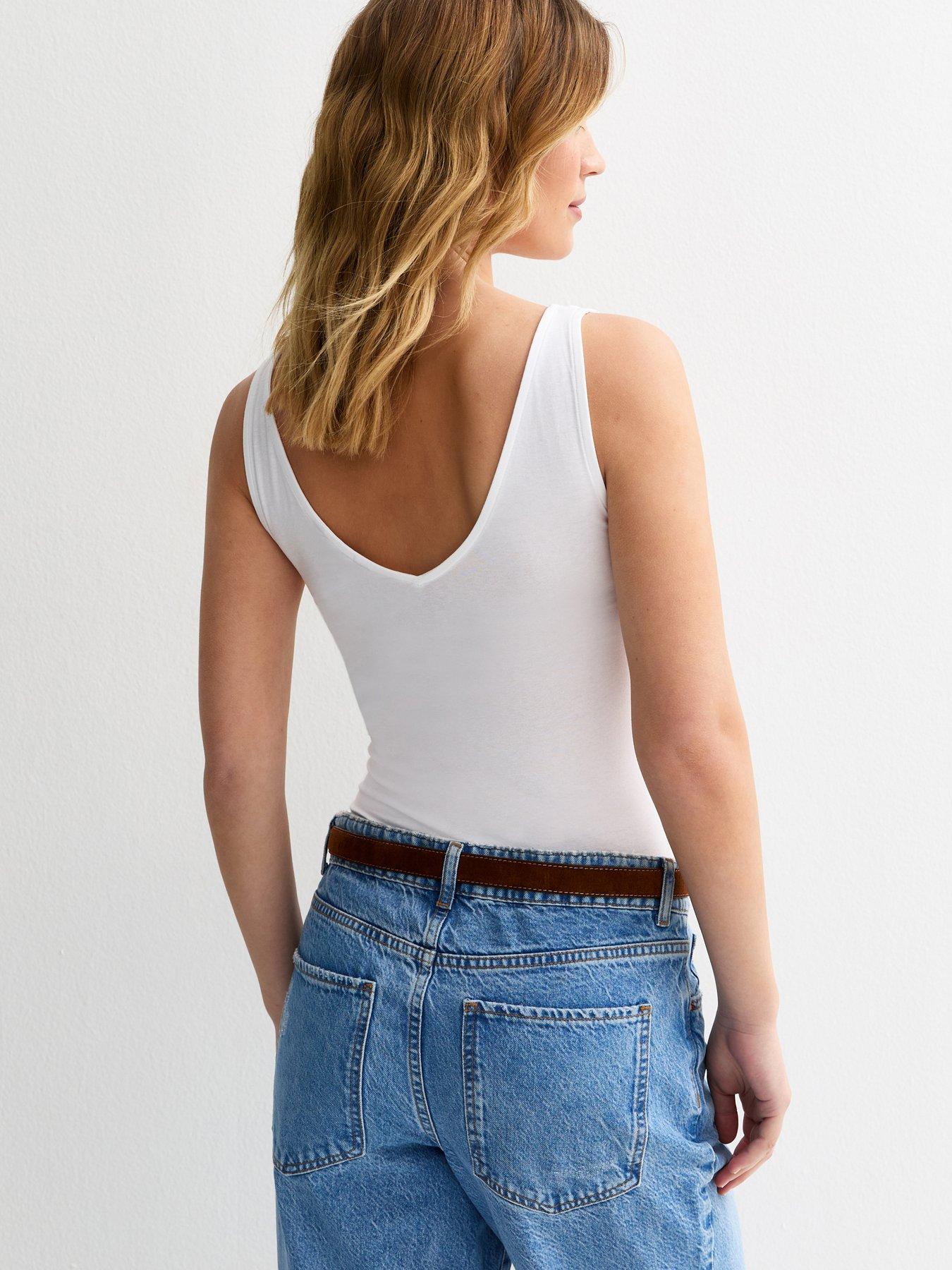  image of new-look-v-neck-bodysuit-white
