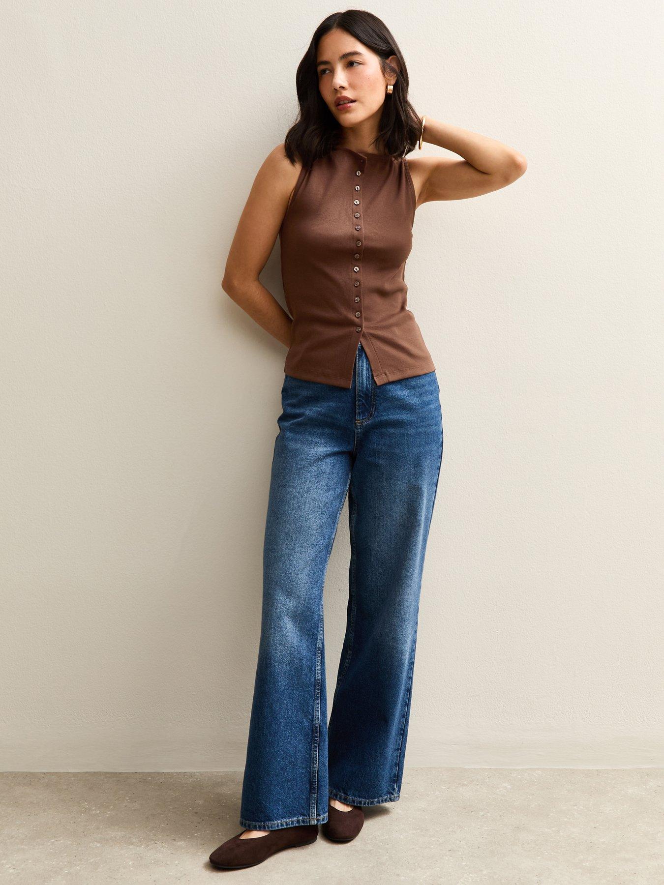  image of new-look-button-through-tank-top-brown