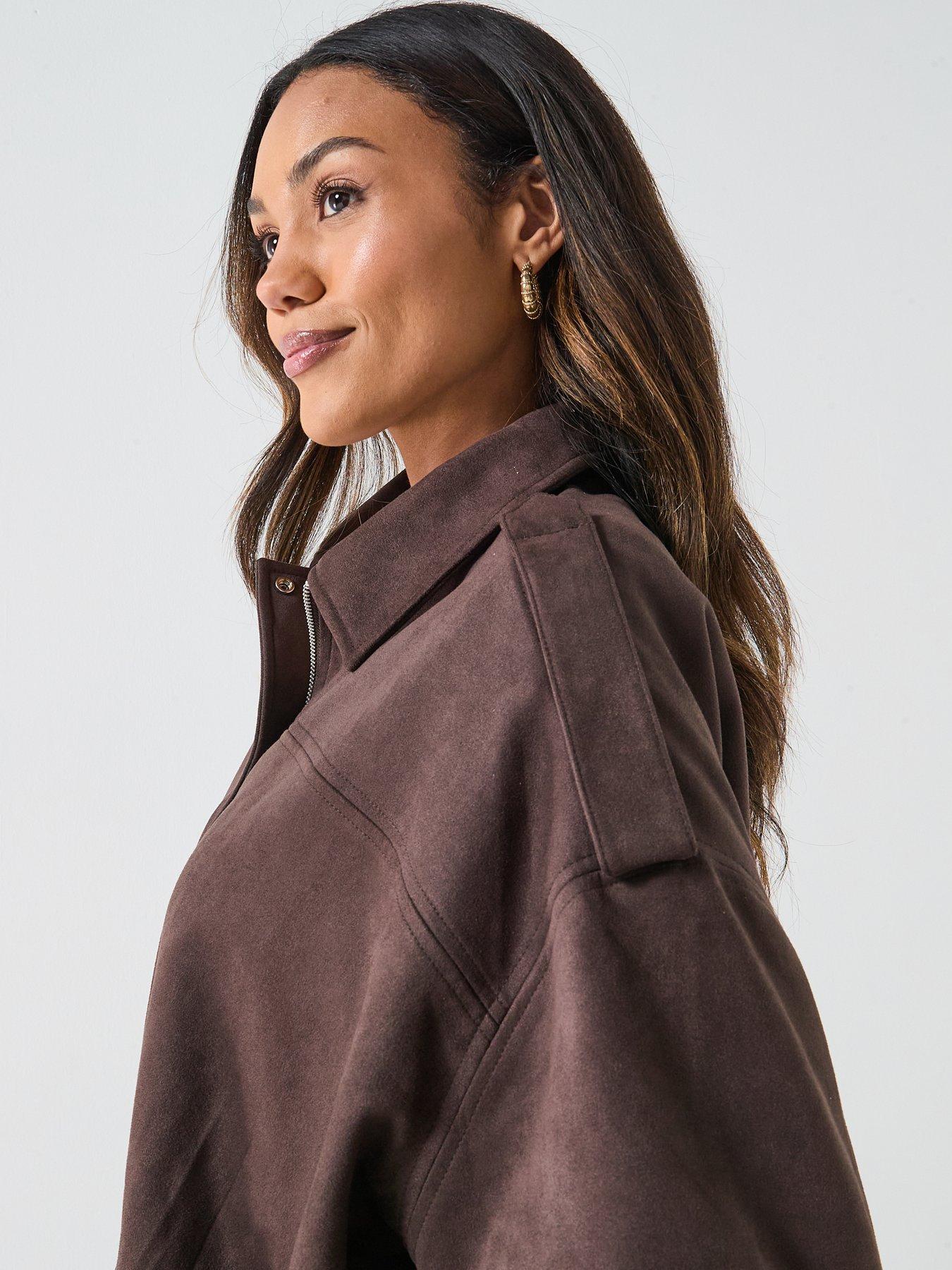 JDY Nia Faux Suede Jacket - Brown | Littlewoods