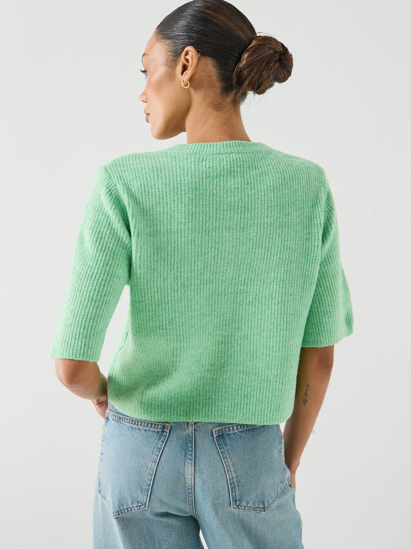  image of pieces-pcsilly-short-sleeve-knit-cardigan-nbsp--sprucestone