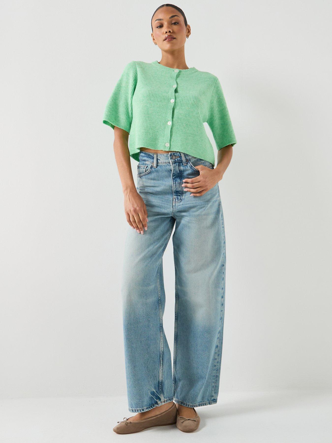  image of pieces-pcsilly-short-sleeve-knit-cardigan-nbsp--sprucestone