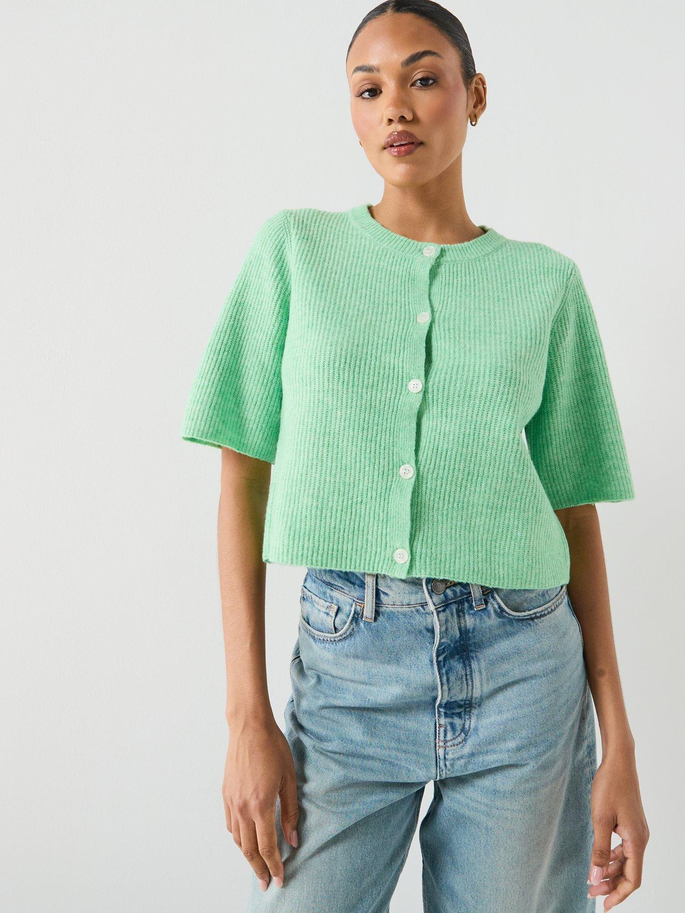  image of pieces-pcsilly-short-sleeve-knit-cardigan-nbsp--sprucestone