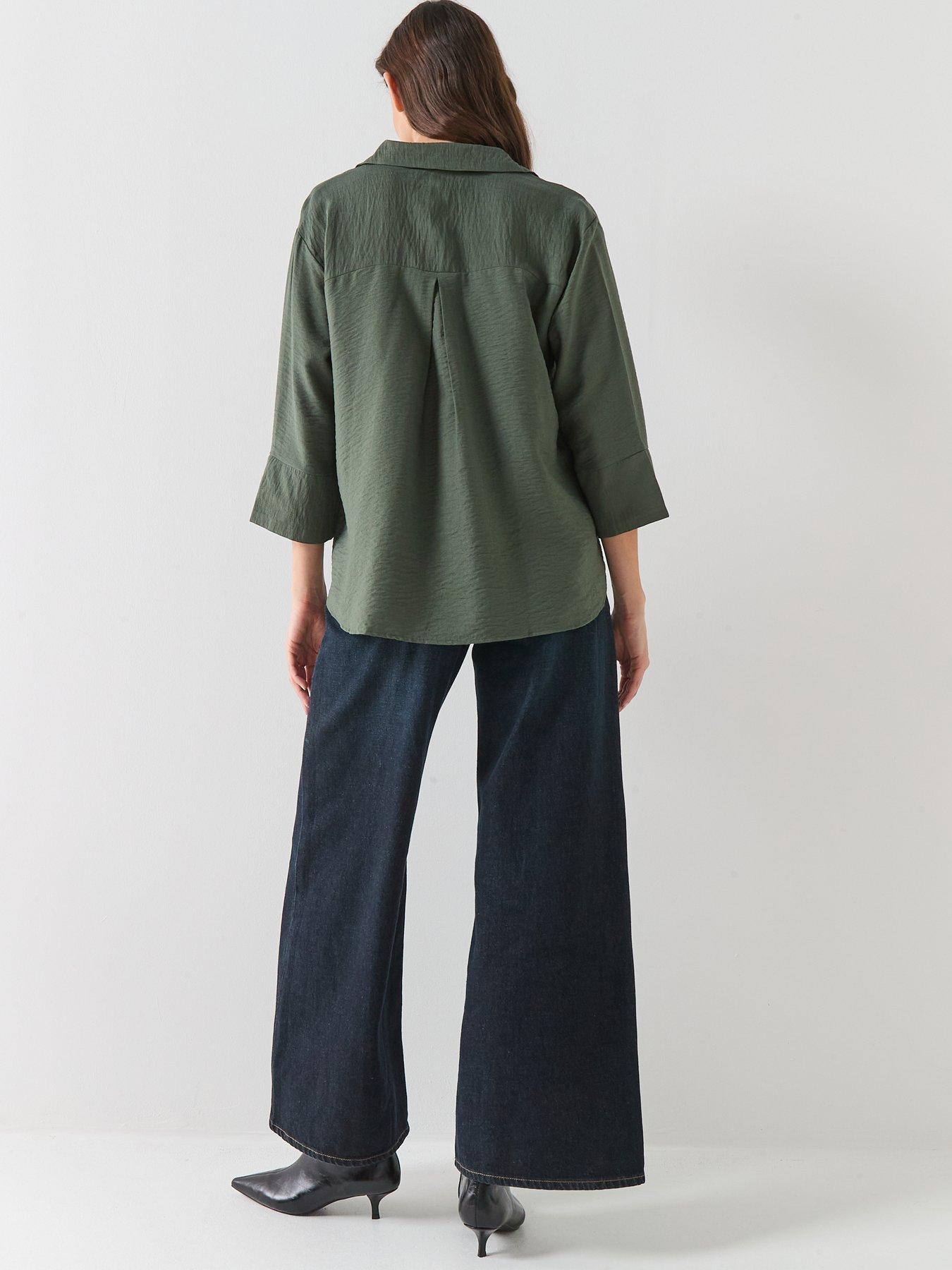 Image 2 of 6 of JDY Pepper 3/4 Sleeve Blouse - Khaki