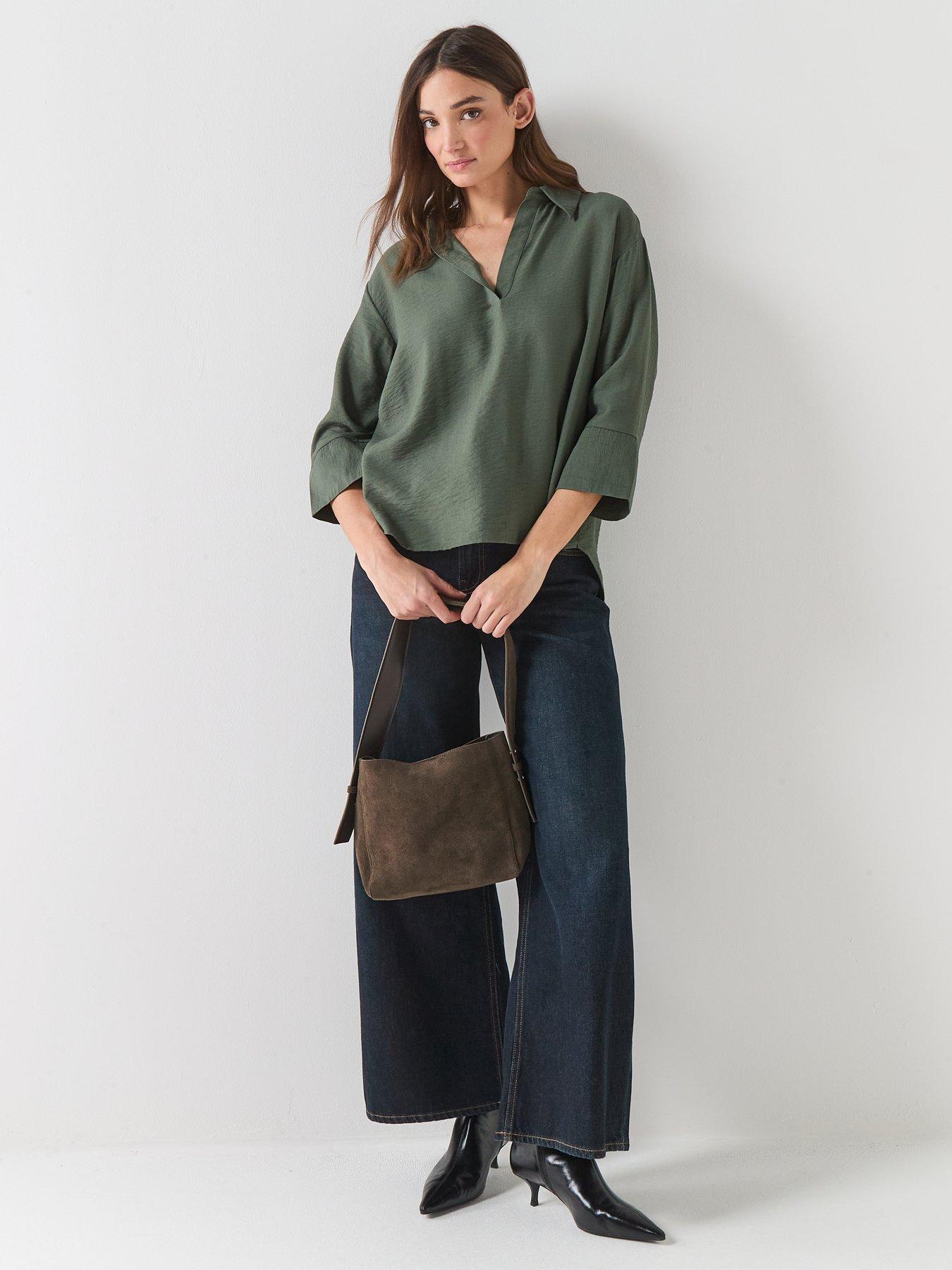 Image 3 of 6 of JDY Pepper 3/4 Sleeve Blouse - Khaki