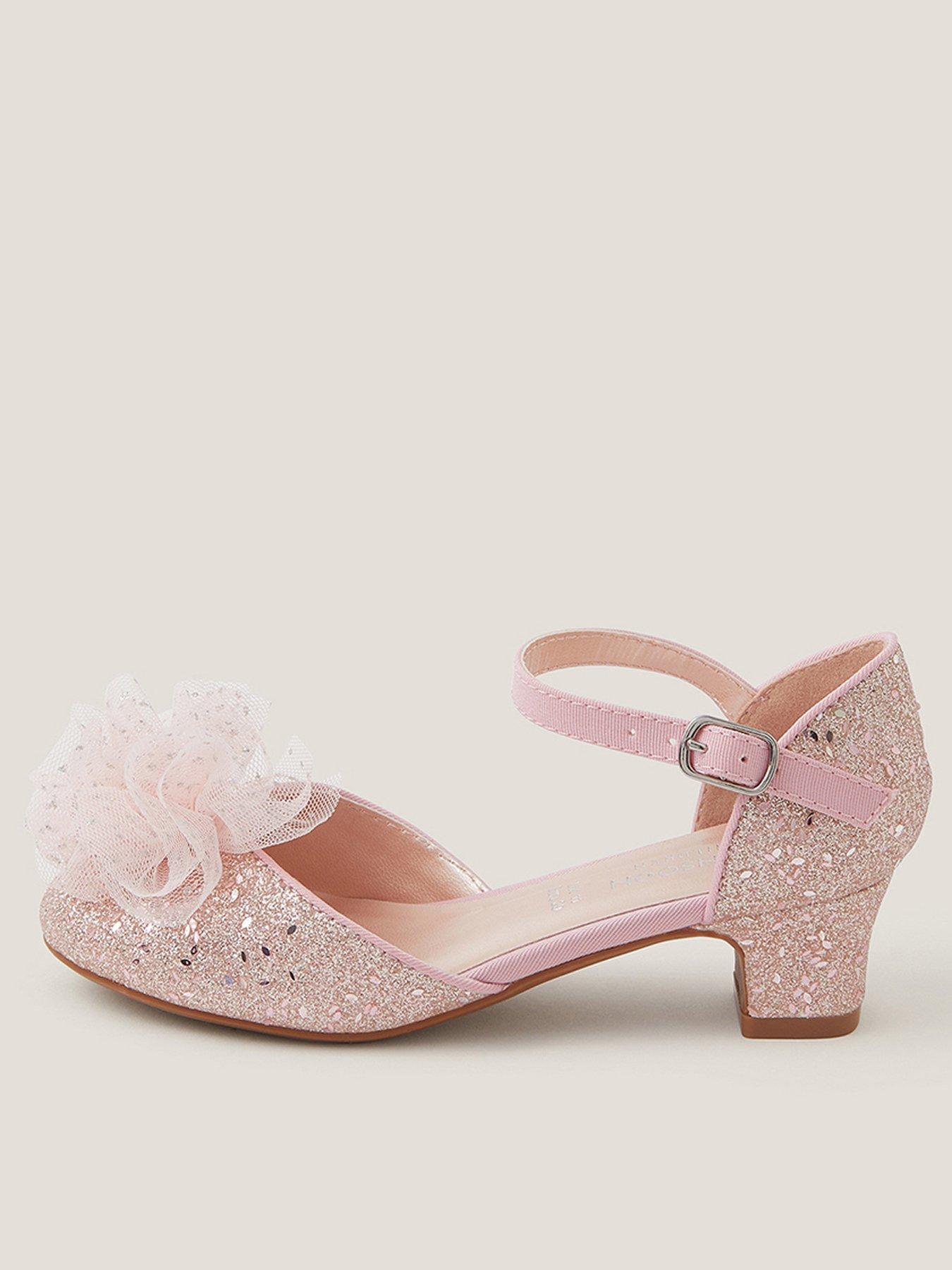 Monsoon Girls Tulle Pom Dancing Heel Shoes - Pink