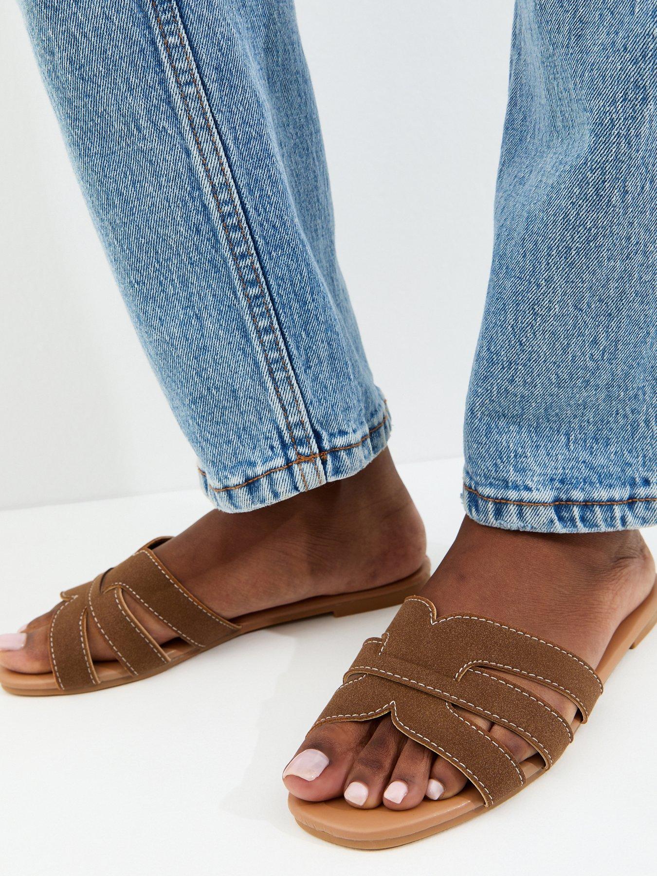 New Look Tan Faux Suede Interwoven Strap Flat Mule Sandals | Littlewoods