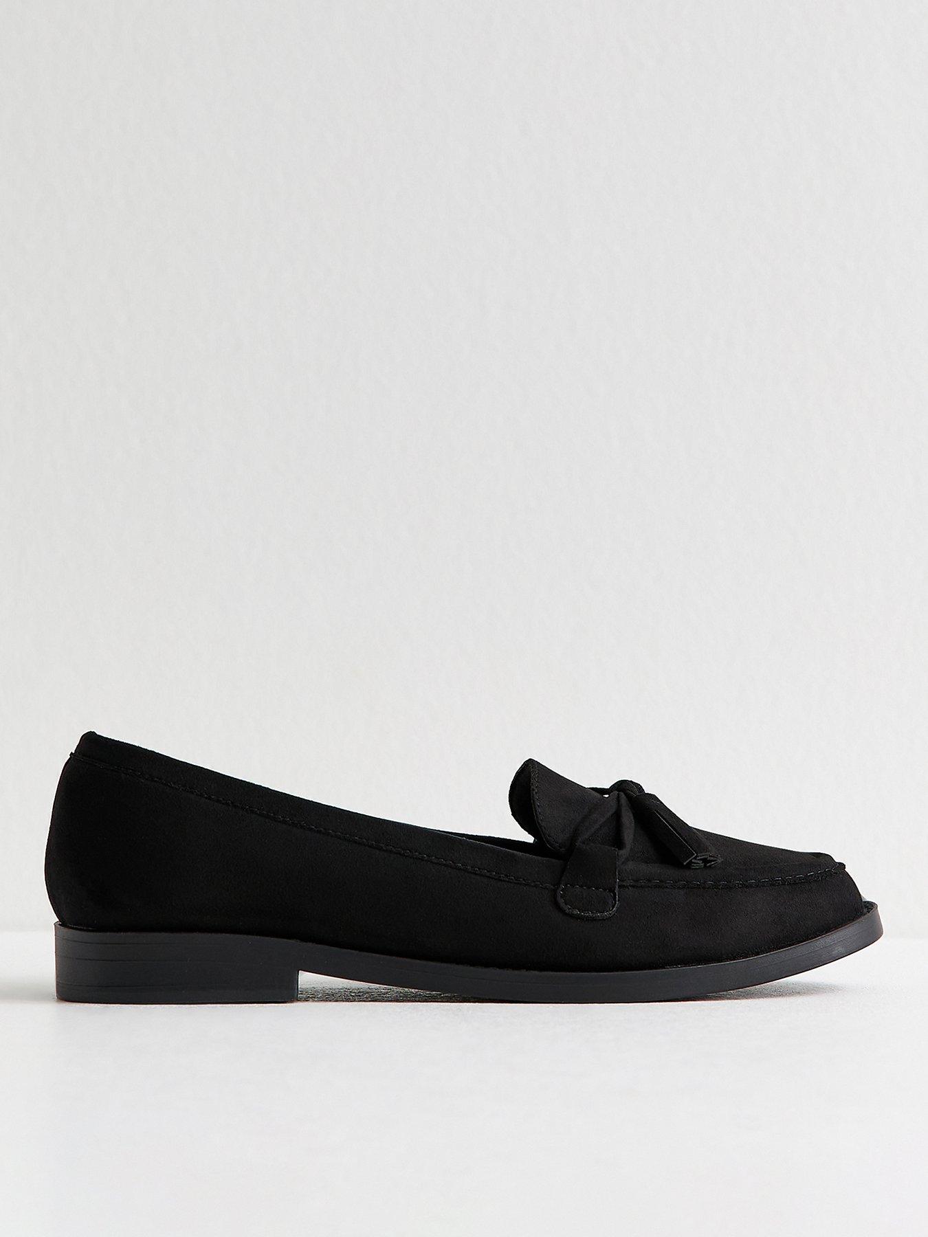 New Look Faux Suede Bow Applique Loafer - Black