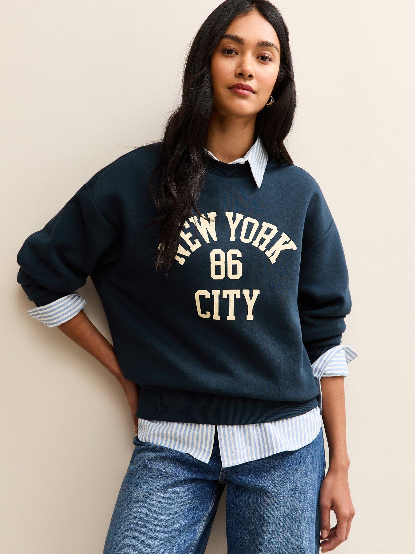 New Look Navy York Logo Crew Neck Sweatshirt - Blue