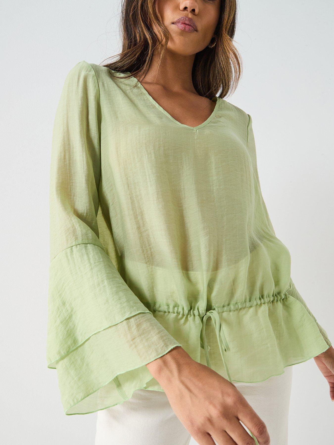  image of aware-valora-v-neck-long-sleeve-top-green