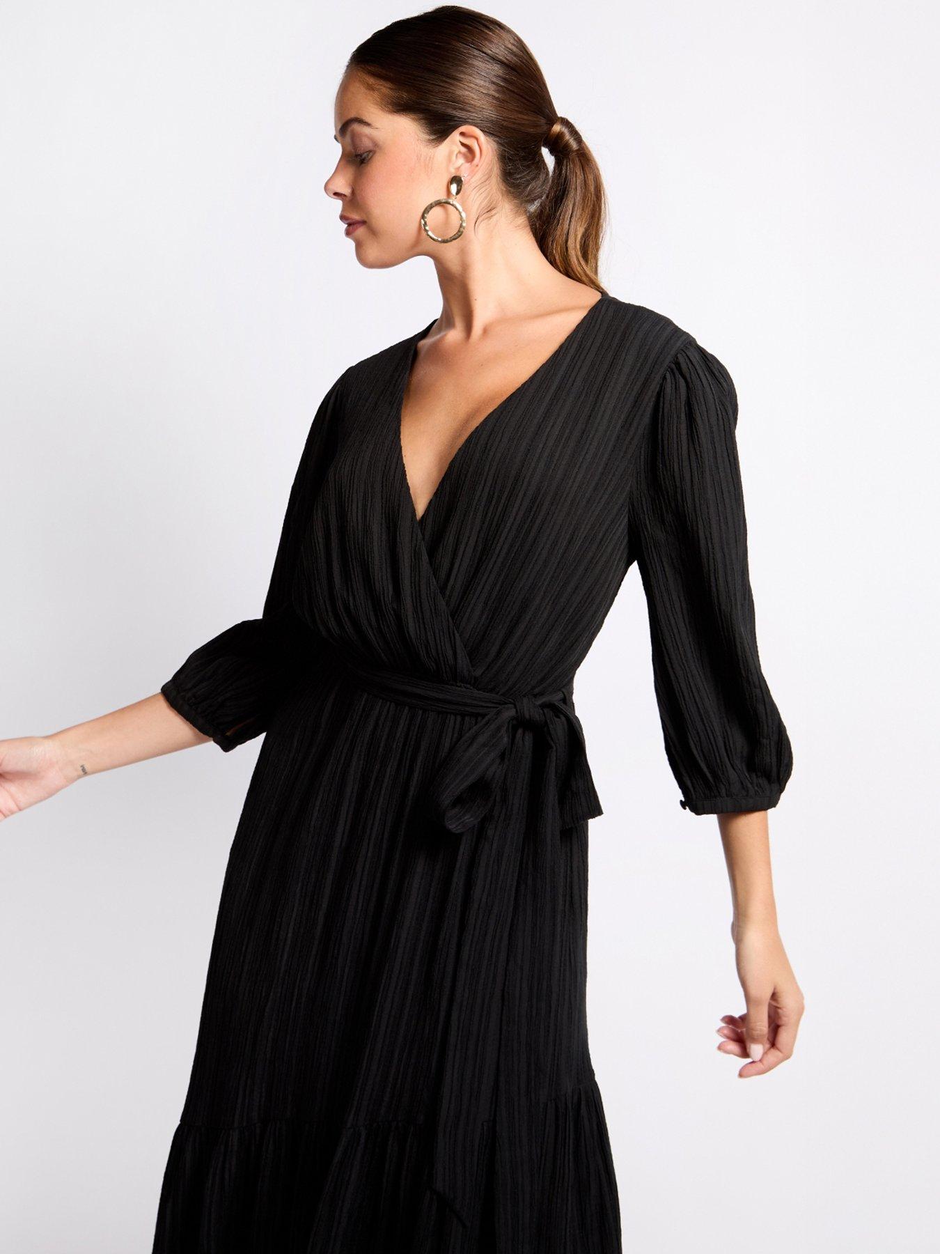  image of little-mistress-mock-wrap-midaxi-dress-black