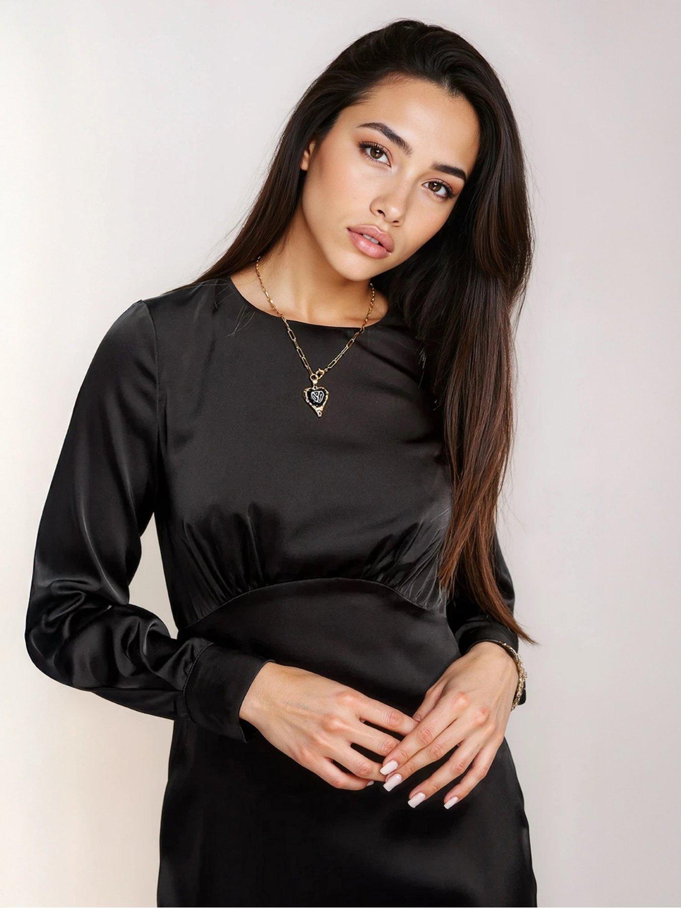  image of little-mistress-satin-and-lace-midaxi-dress-black