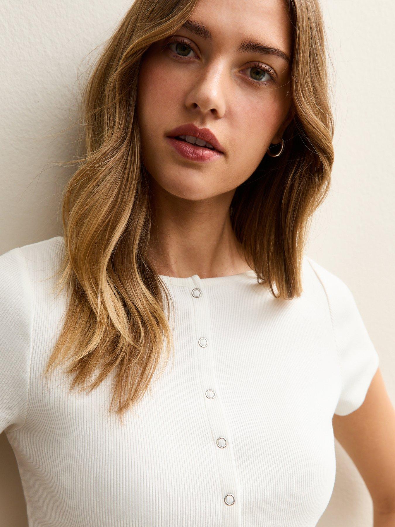  image of new-look-popper-through-top-white