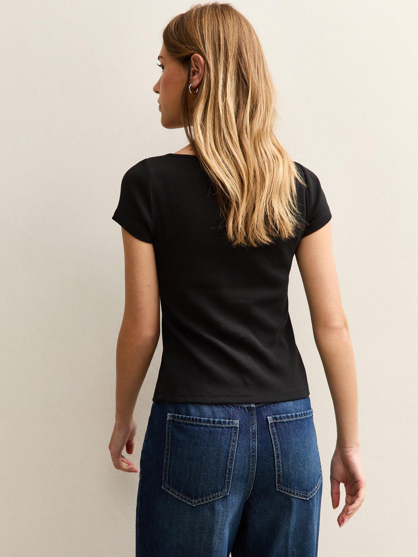  image of new-look-popper-through-top-black