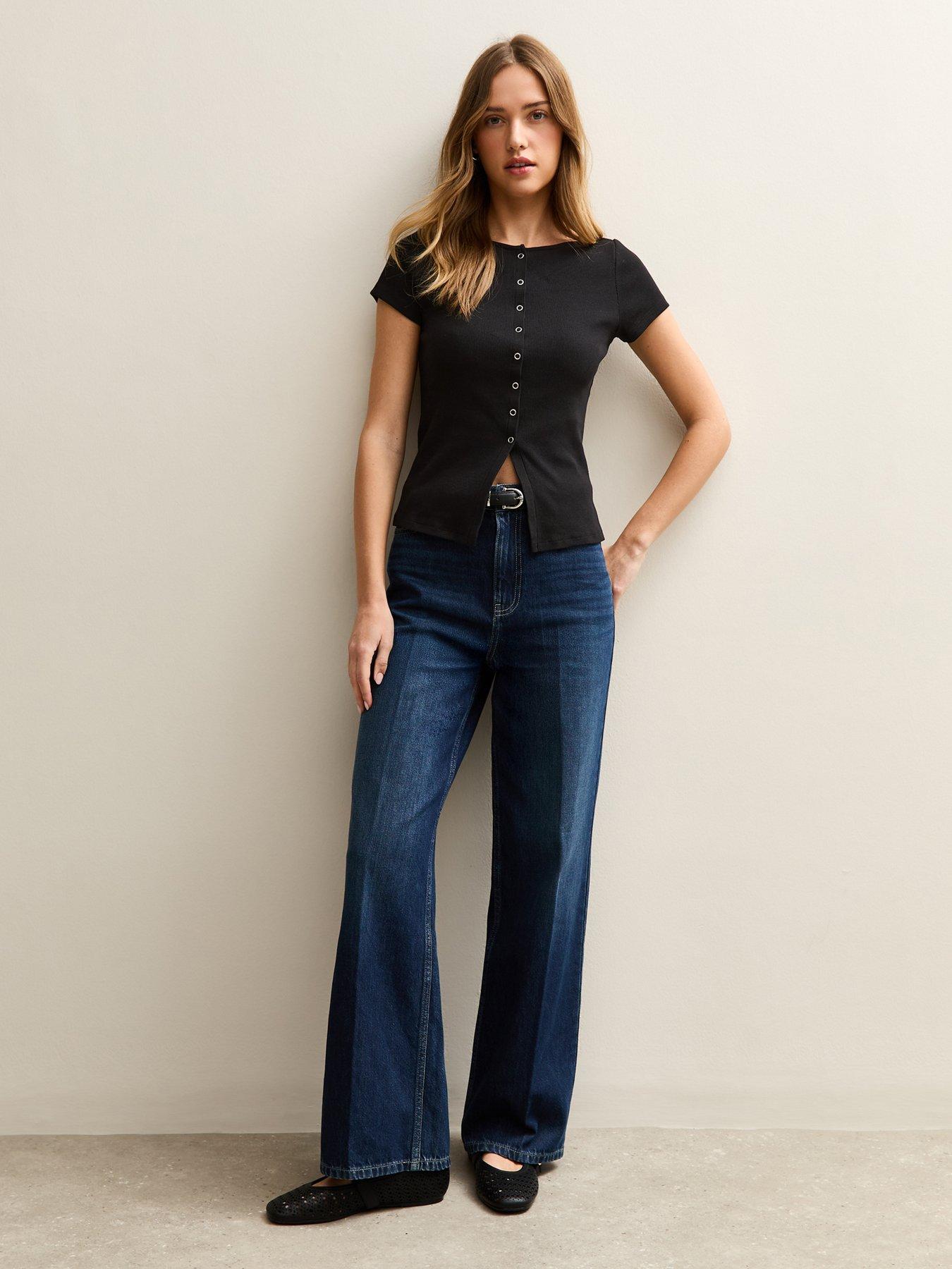  image of new-look-popper-through-top-black