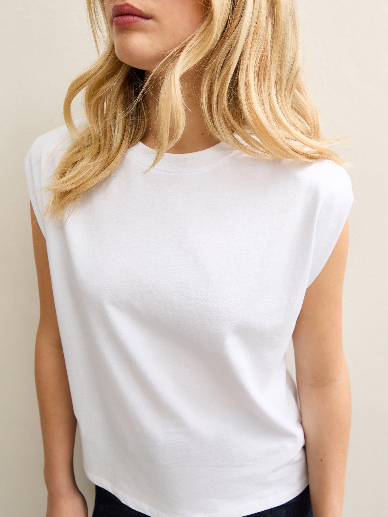 image of new-look-shoulder-pad-tank-top-white