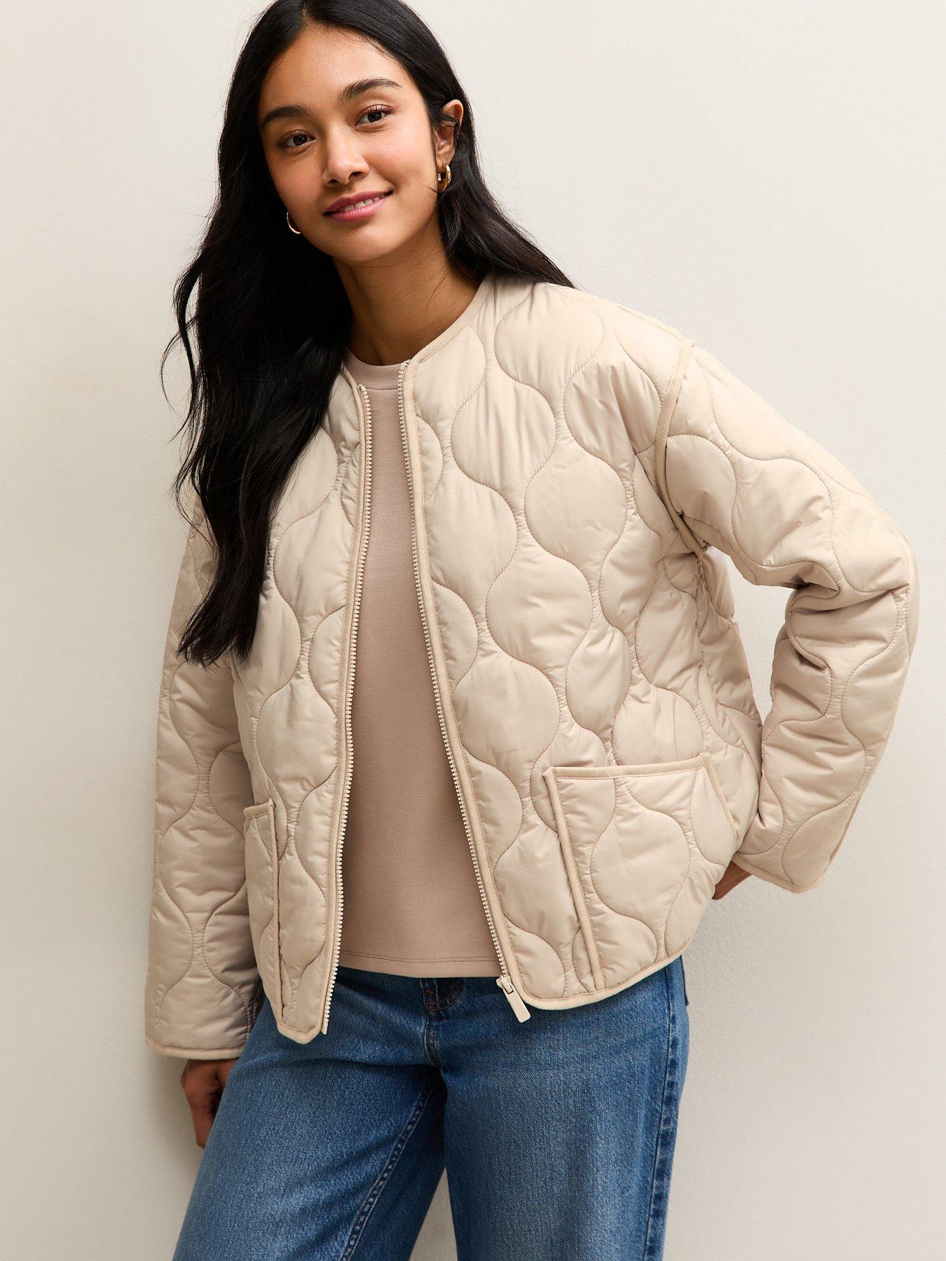 Image 1 of 5 of New Look Quilted Padded Jacket - Stone