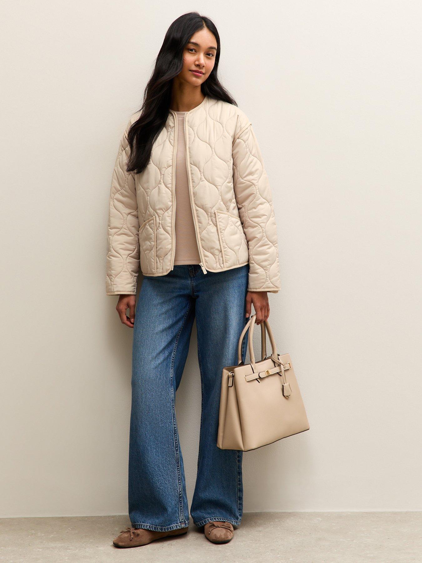 Image 3 of 5 of New Look Quilted Padded Jacket - Stone
