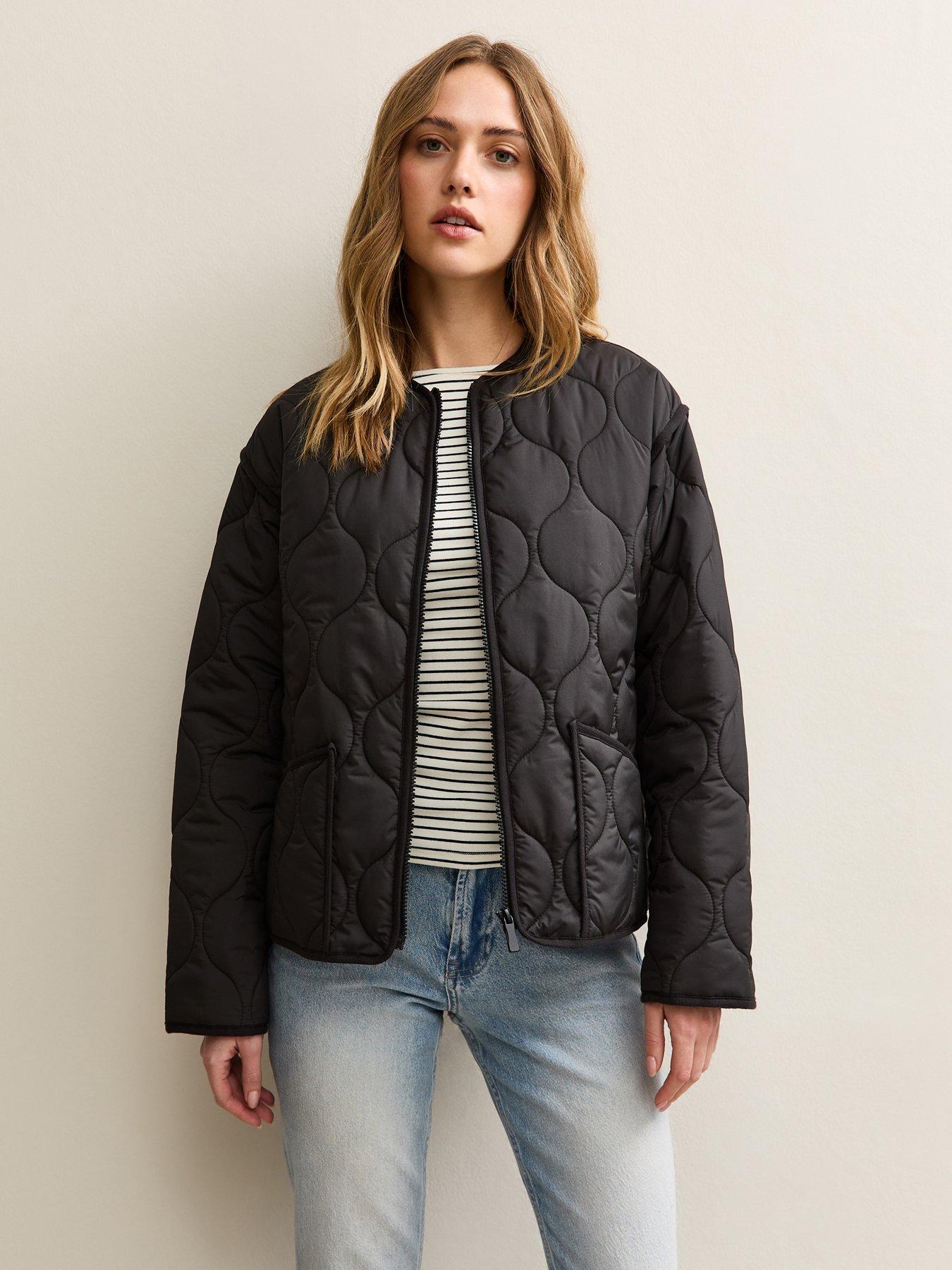  image of new-look-quilted-padded-jacket-black