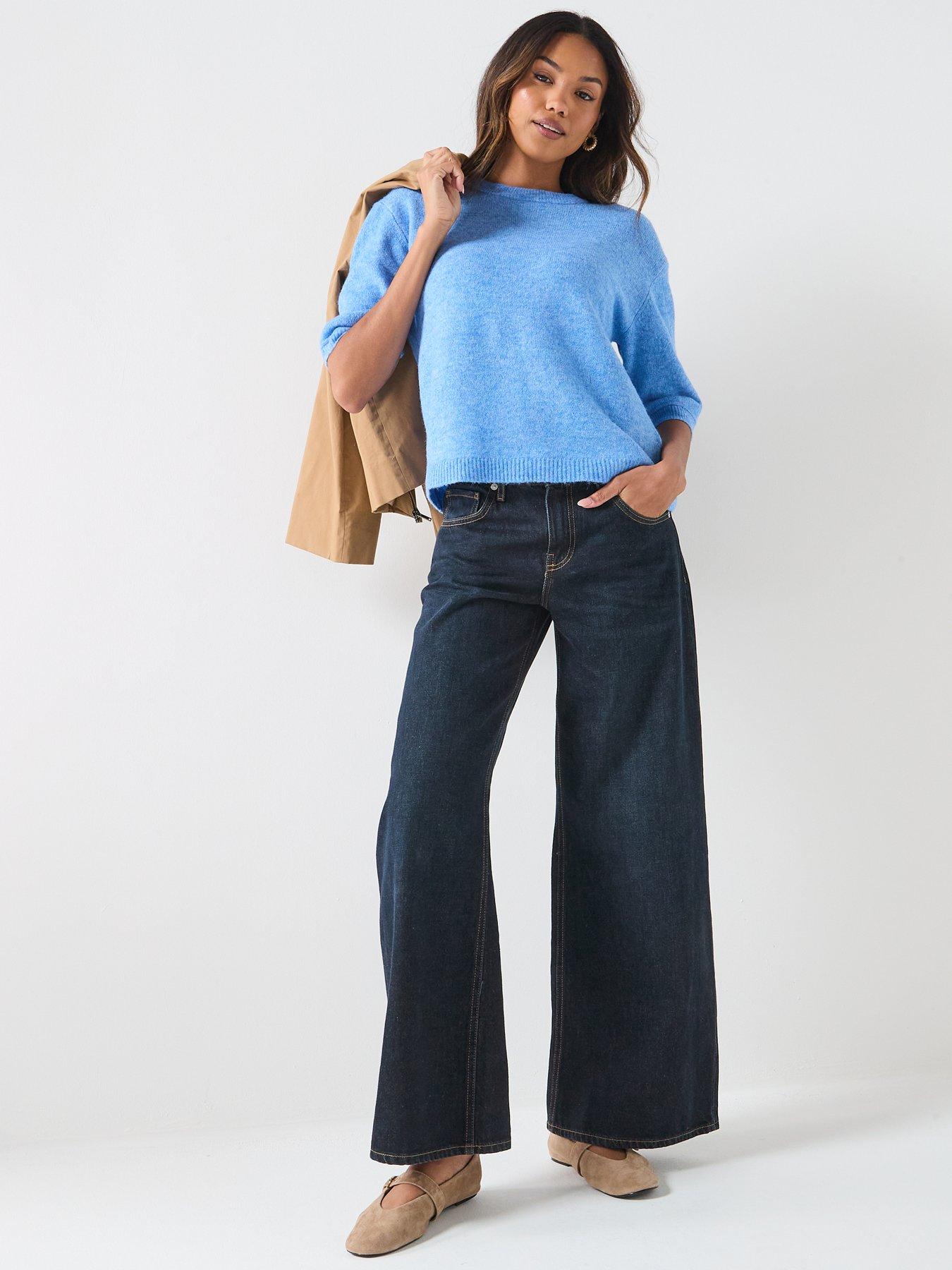 Image 3 of 6 of JDY Sonja 3/4 Length Sleeve Pullover - Blue