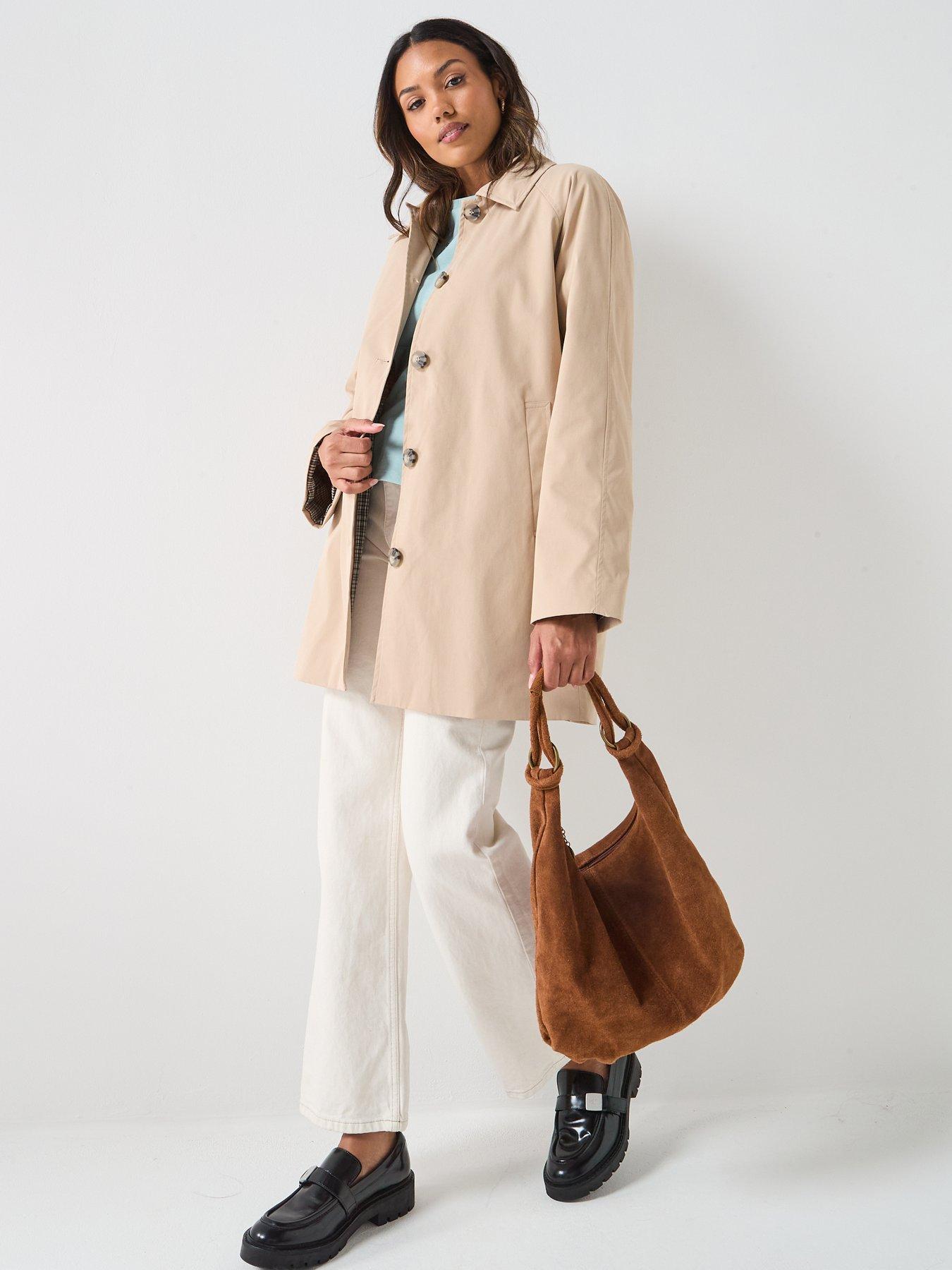 Image 3 of 5 of Only Orchid Straight Button Front Coat - Beige