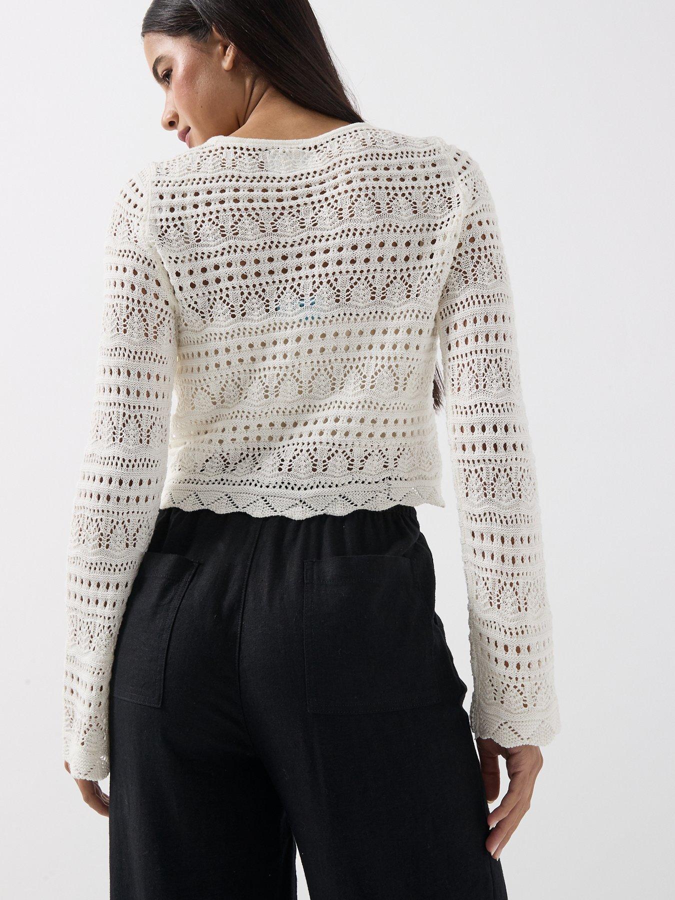  image of only-only-long-sleeve-cochet-top-cream