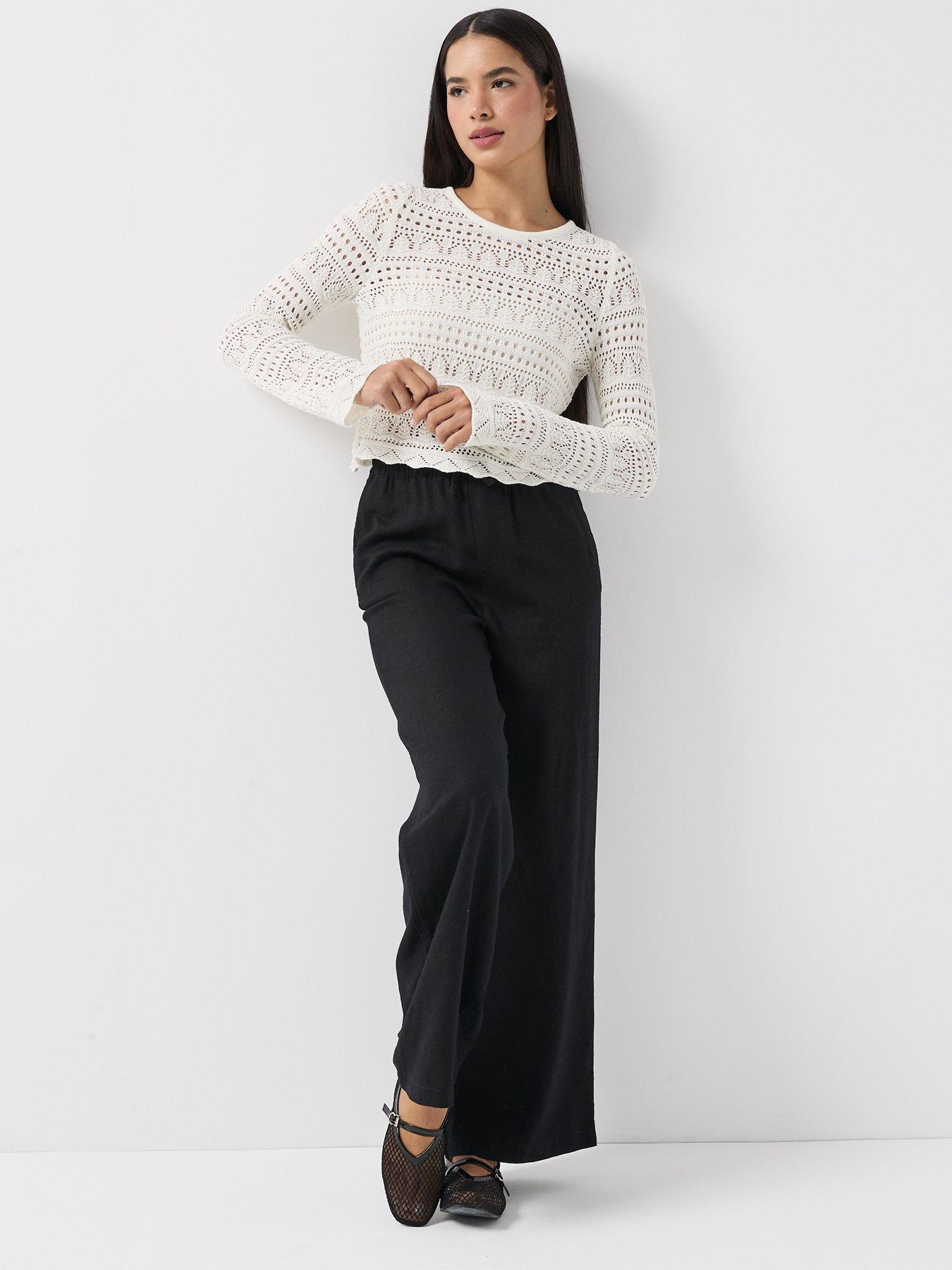  image of only-only-long-sleeve-cochet-top-cream