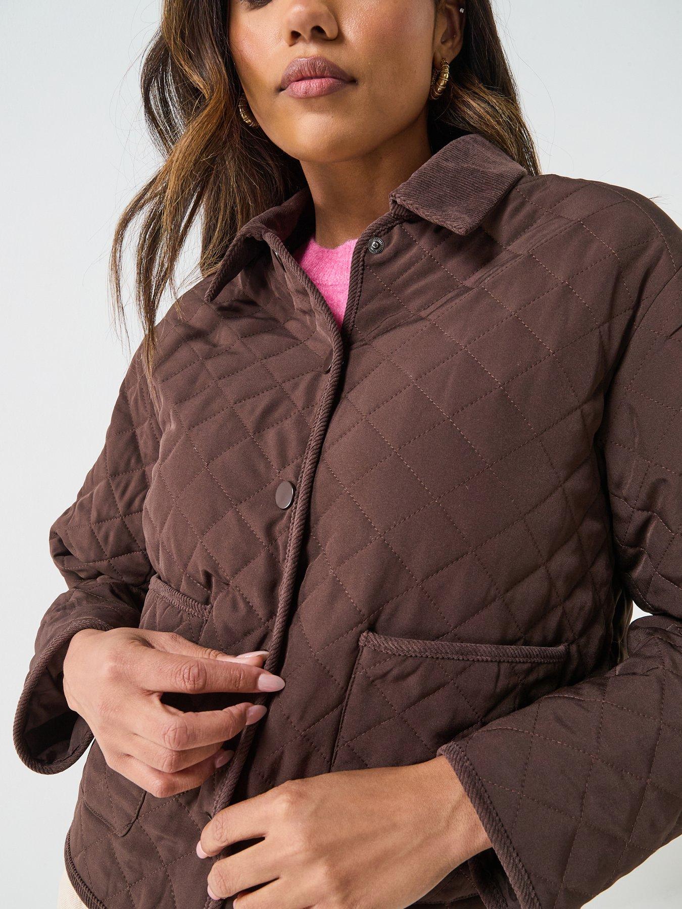 Image 4 of 5 of JDY Paula Long Sleeve Quilted Barn Jacket - Brown
